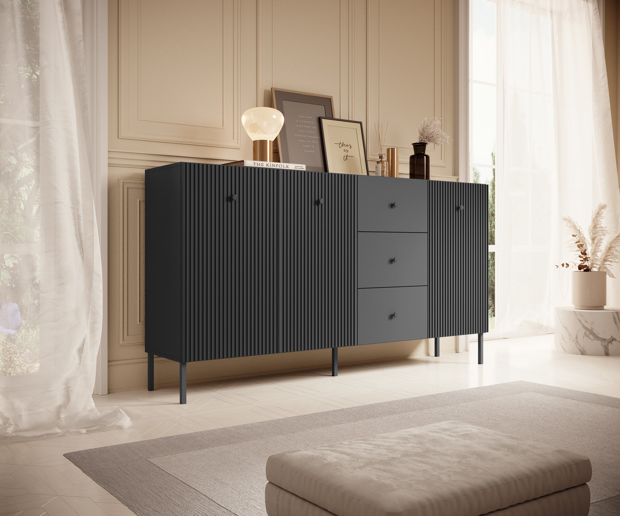 Vermont - Dressoir - Antraciet - 180x42x98 cm