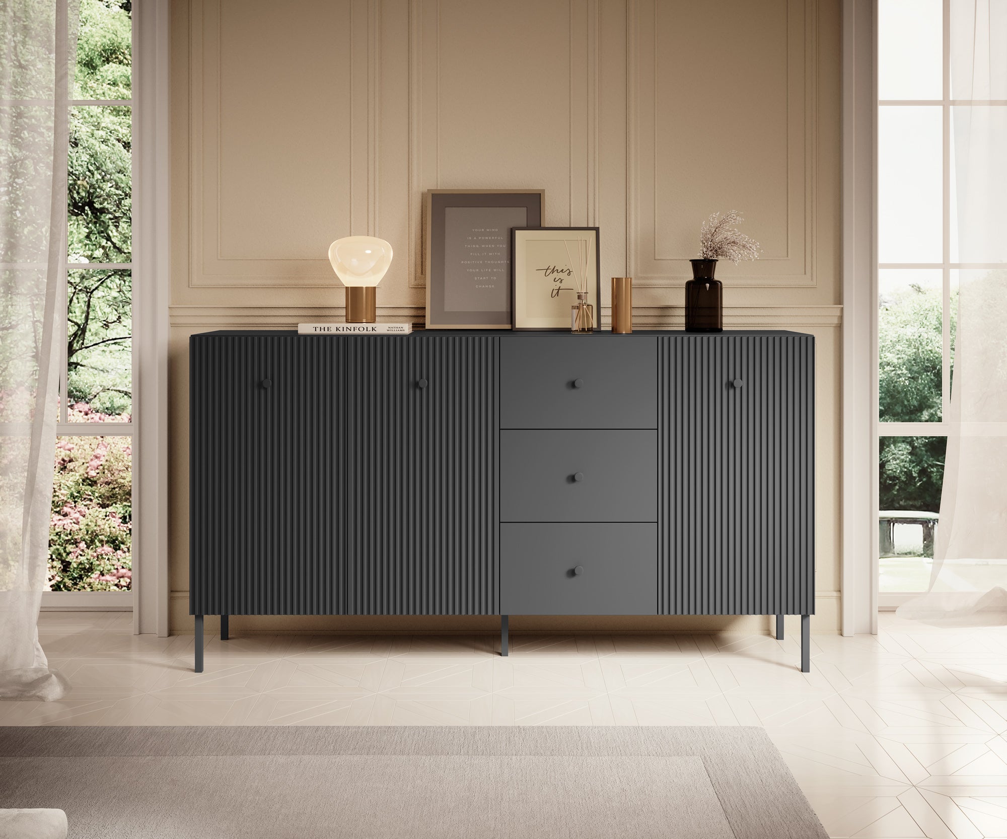 Vermont - Dressoir - Antraciet - 180x42x98 cm