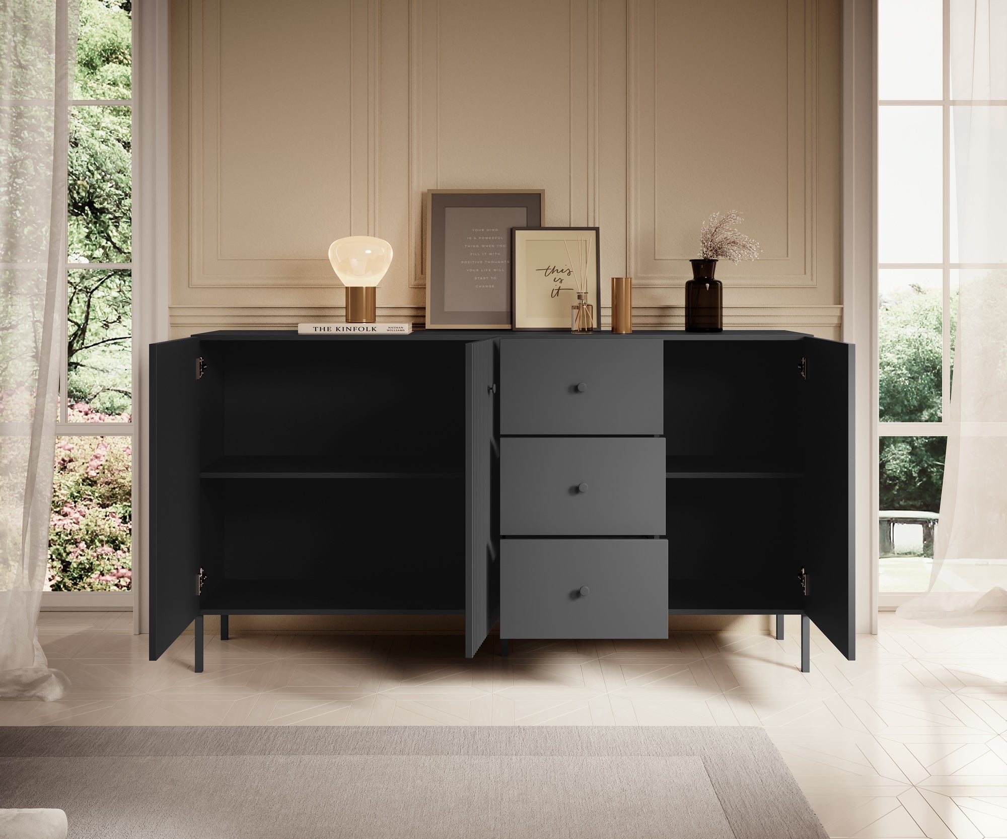Vermont - Dressoir - Antraciet - 180x42x98 cm