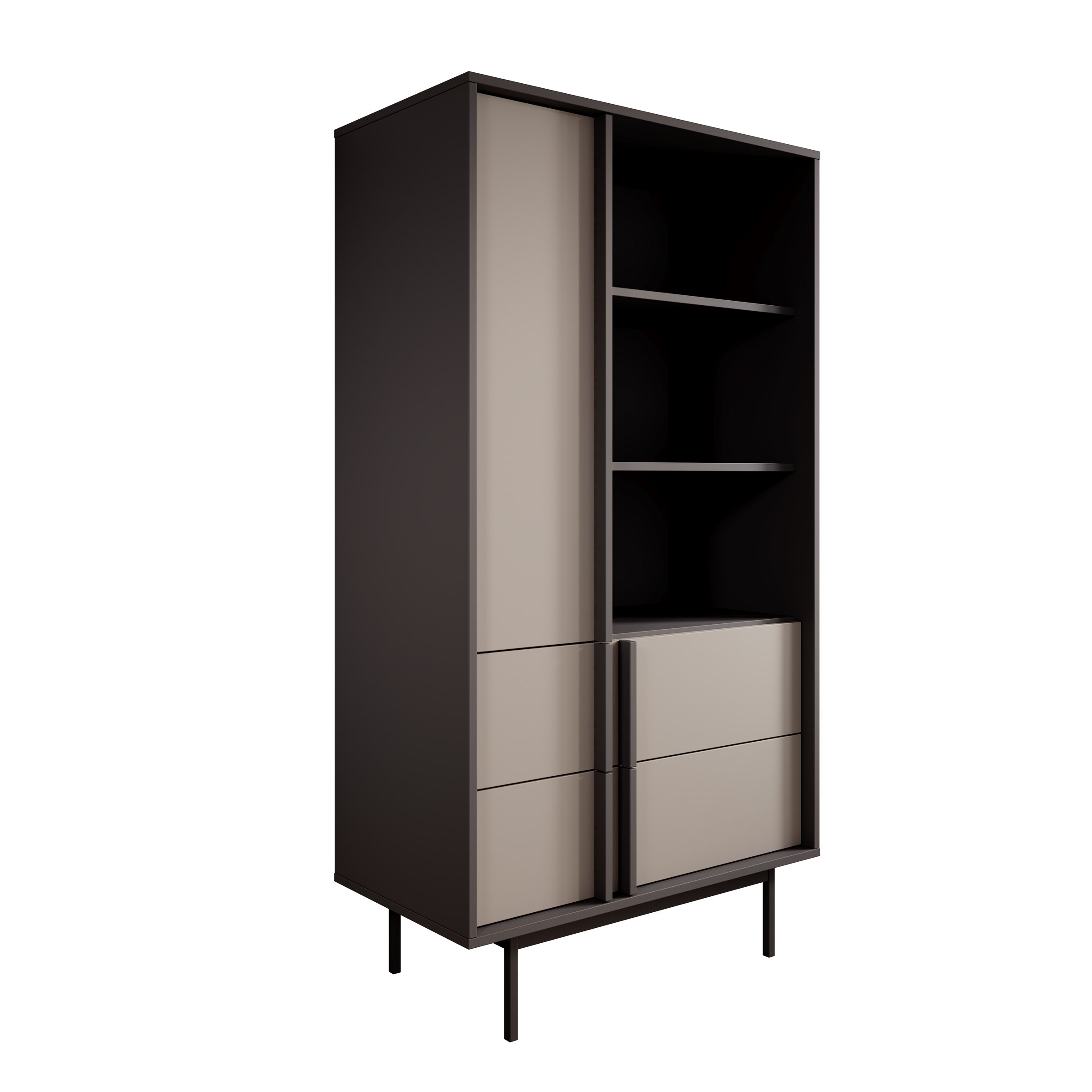 Antigo - Boekenkast - Beige/Antraciet - 83x43x155 cm