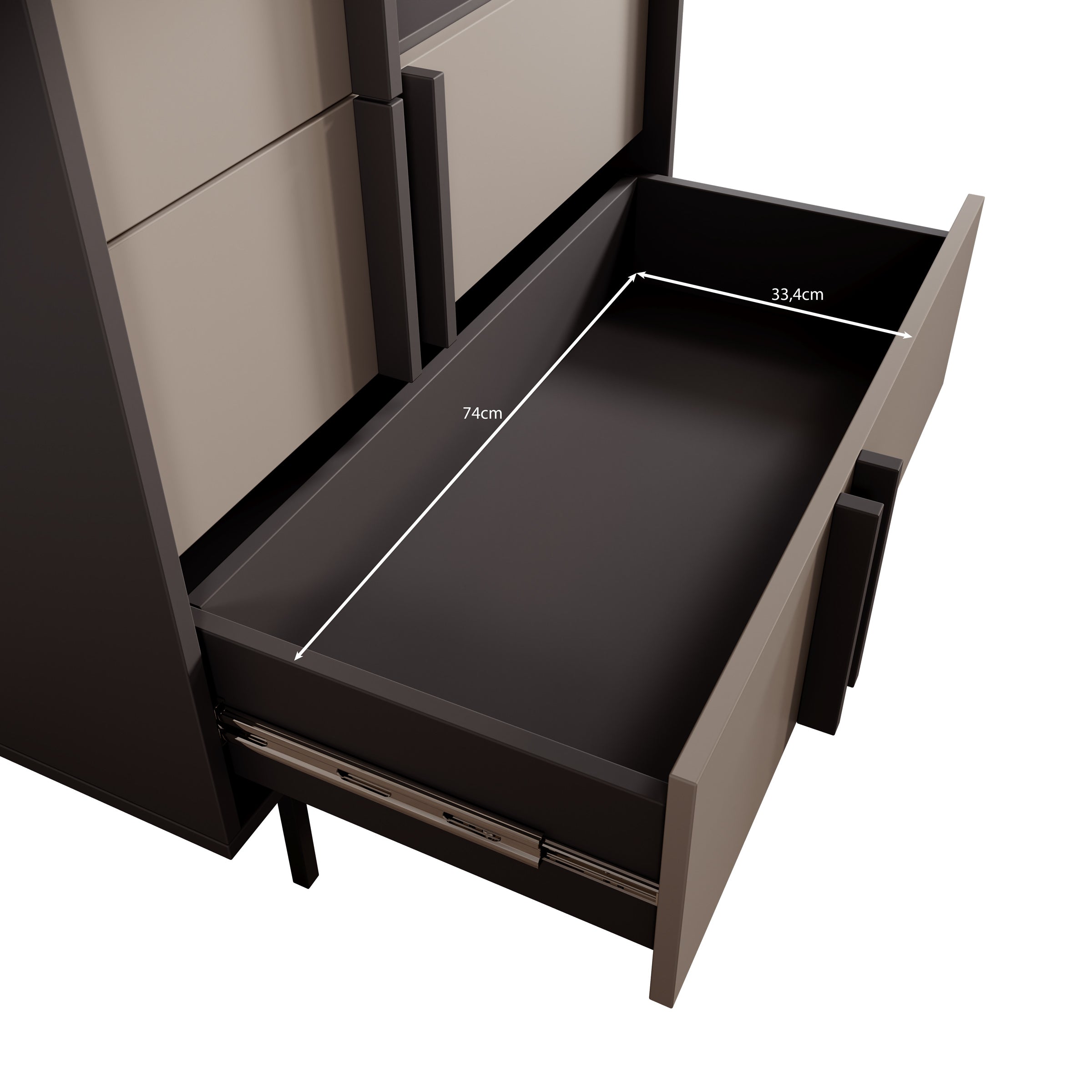 Antigo - Boekenkast - Beige/Antraciet - 83x43x155 cm