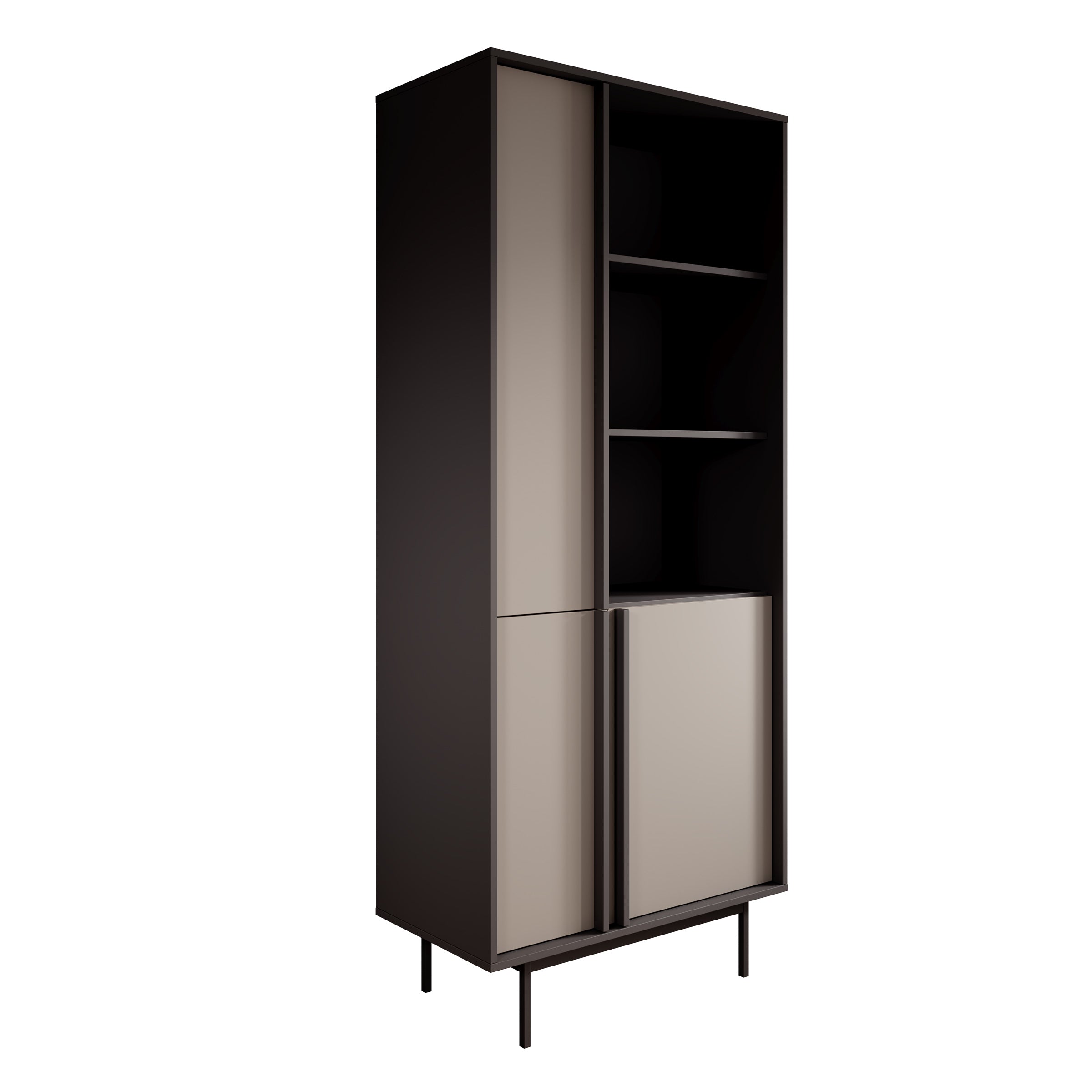 Antigo - Boekenkast - Beige/Antraciet - 83x43x195 cm