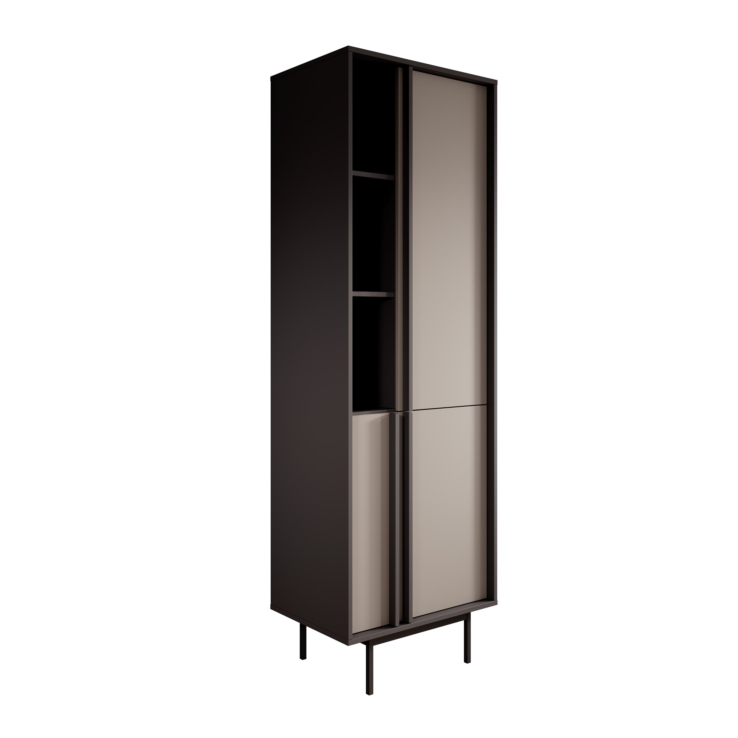 Antigo - Boekenkast - Beige/Antraciet - 63x43x195 cm