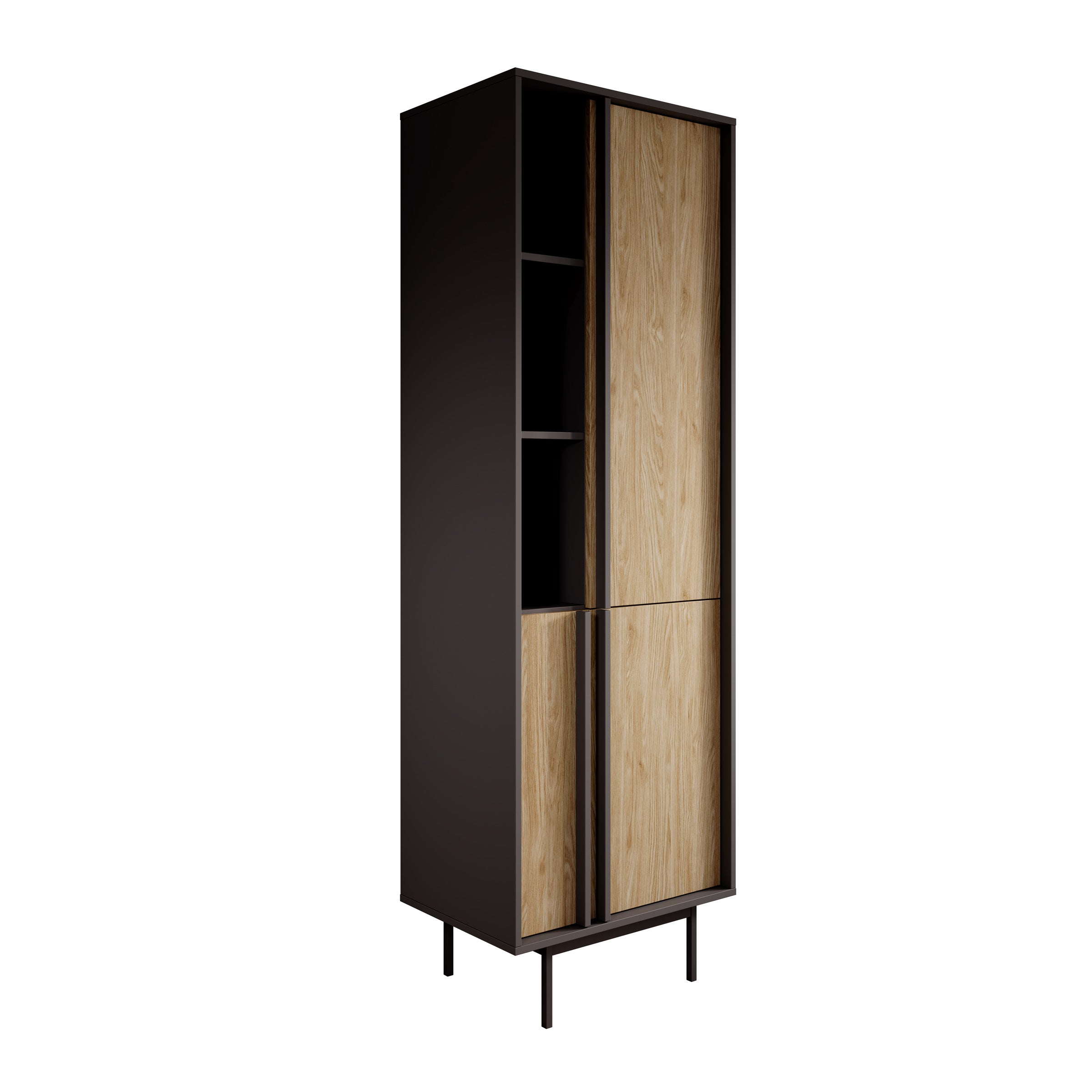 Antigo - Boekenkast - Eiken/Antraciet - 63x43x195 cm