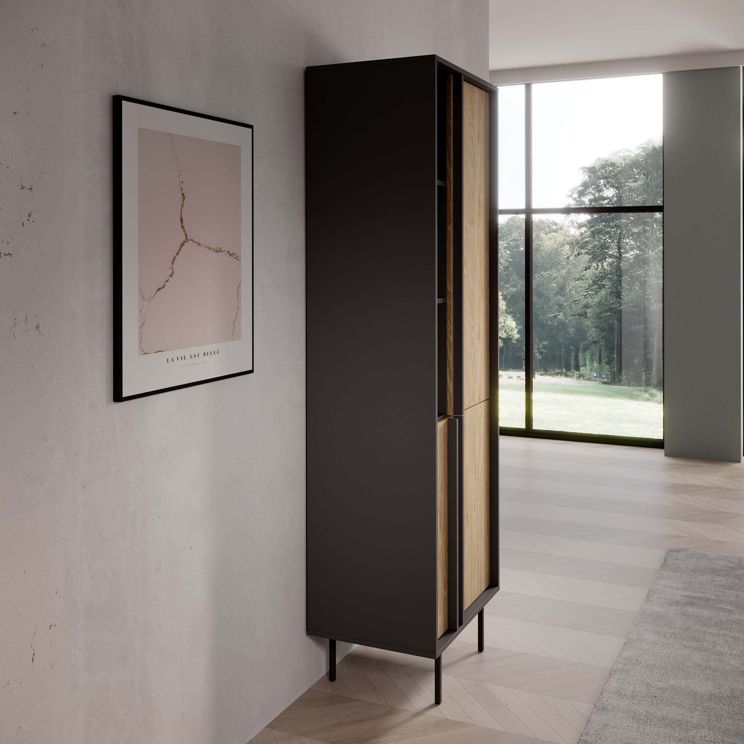 Antigo - Boekenkast - Eiken/Antraciet - 63x43x195 cm