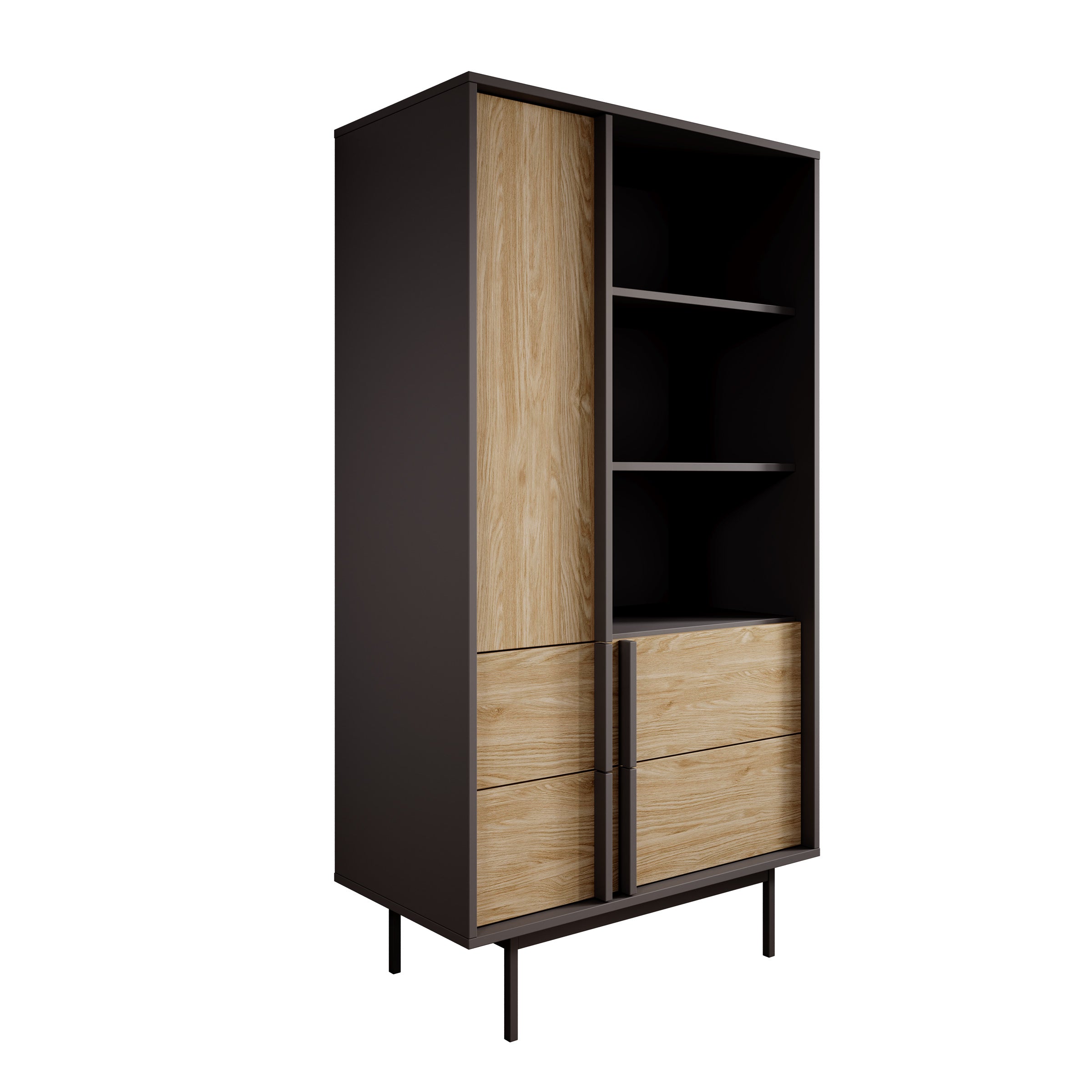 Antigo - Boekenkast - Eiken/Antraciet - 83x43x155 cm