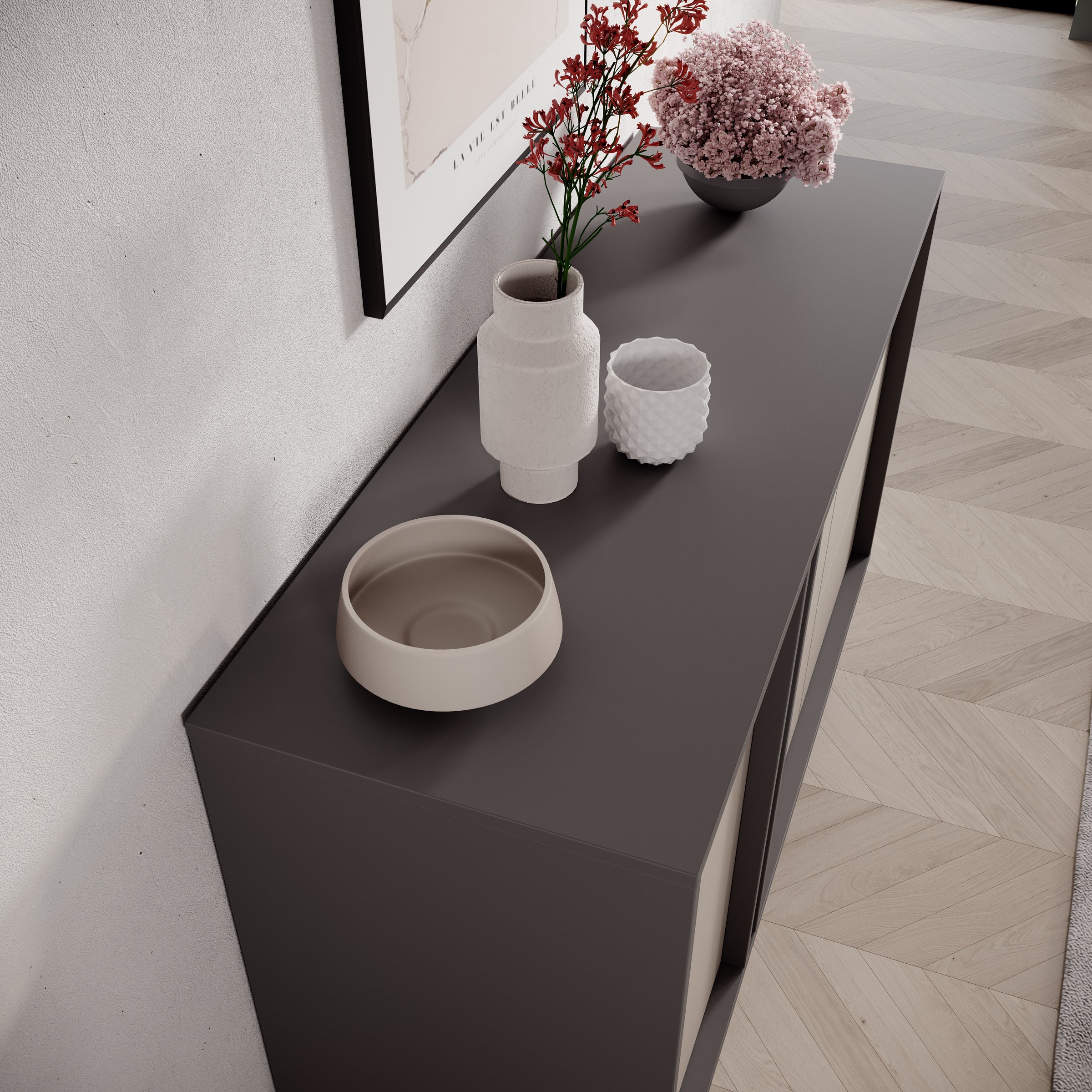 Antigo - Dressoir - Beige/Antraciet - 123x43x87 cm