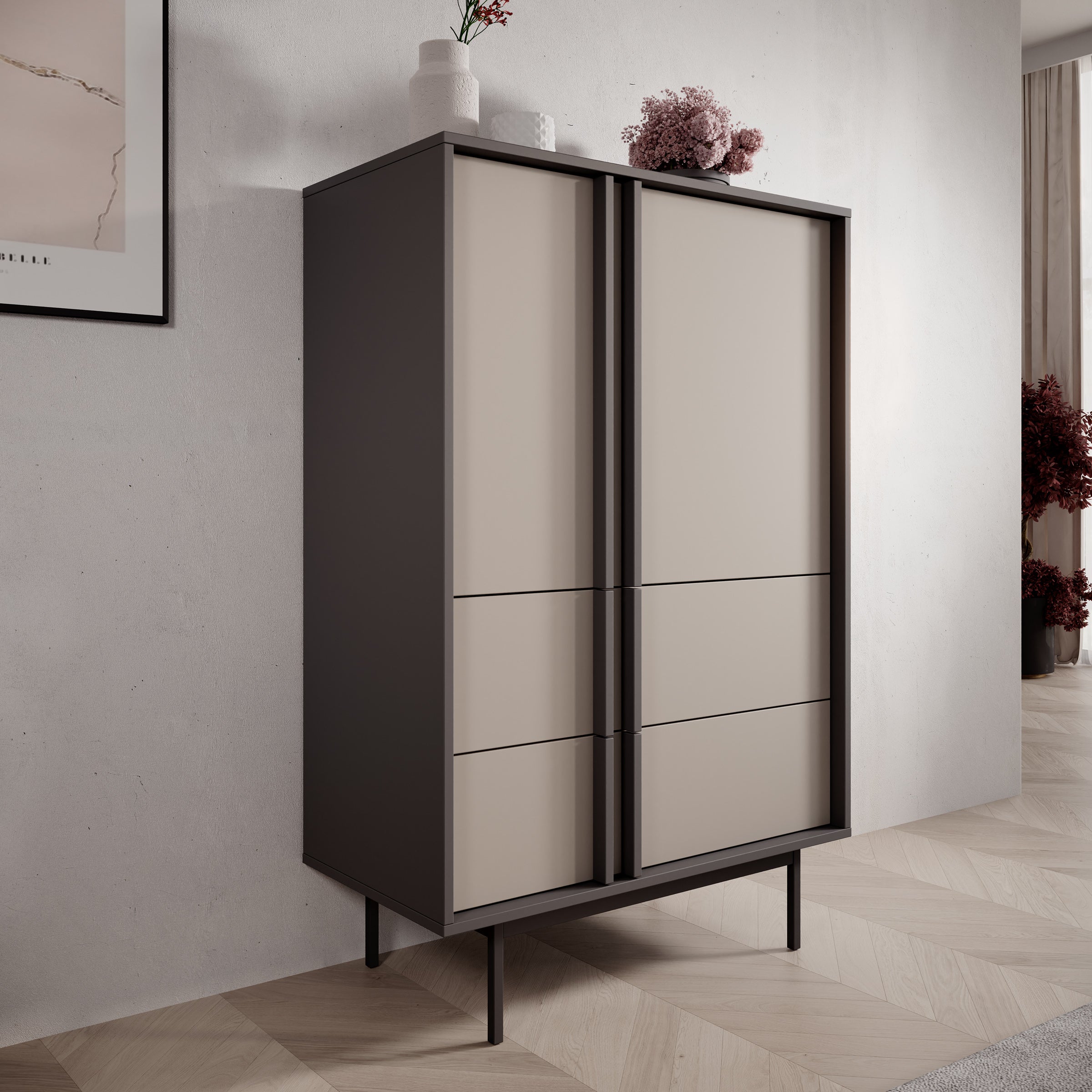 Antigo - Dressoir - Beige/Antraciet - 83x43x127 cm