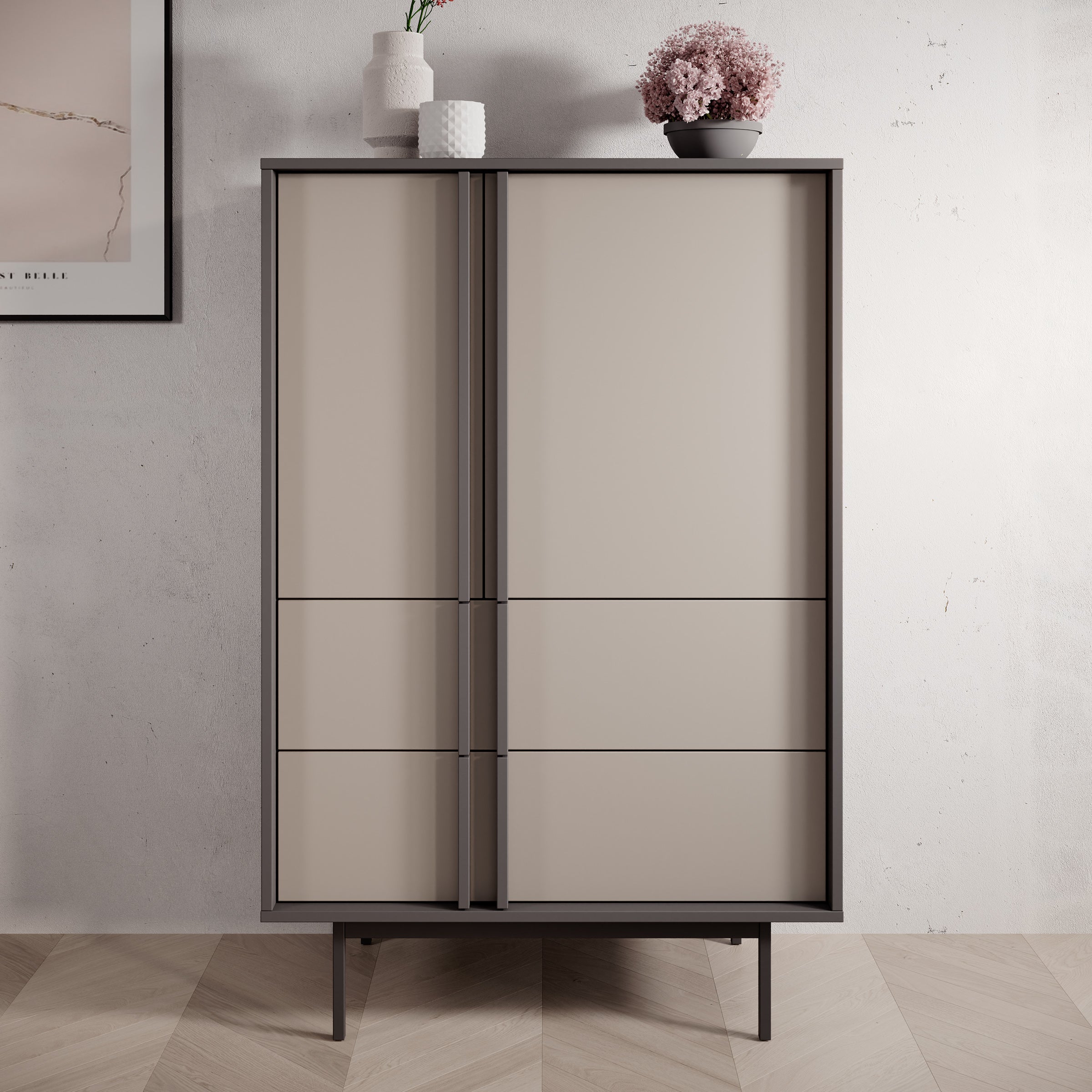 Antigo - Dressoir - Beige/Antraciet - 83x43x127 cm