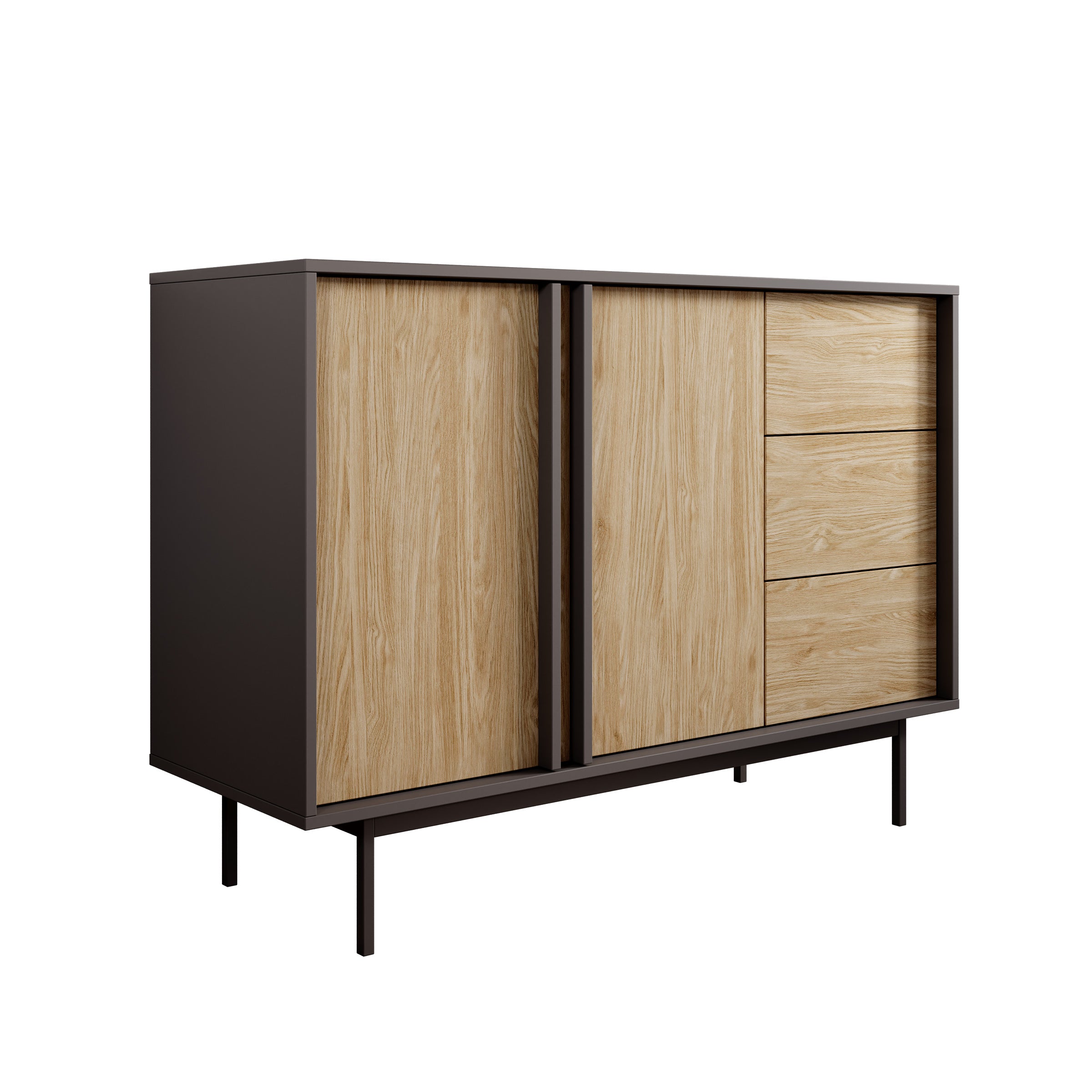 Antigo - Dressoir - Eiken/Antraciet - 123x43x87 cm