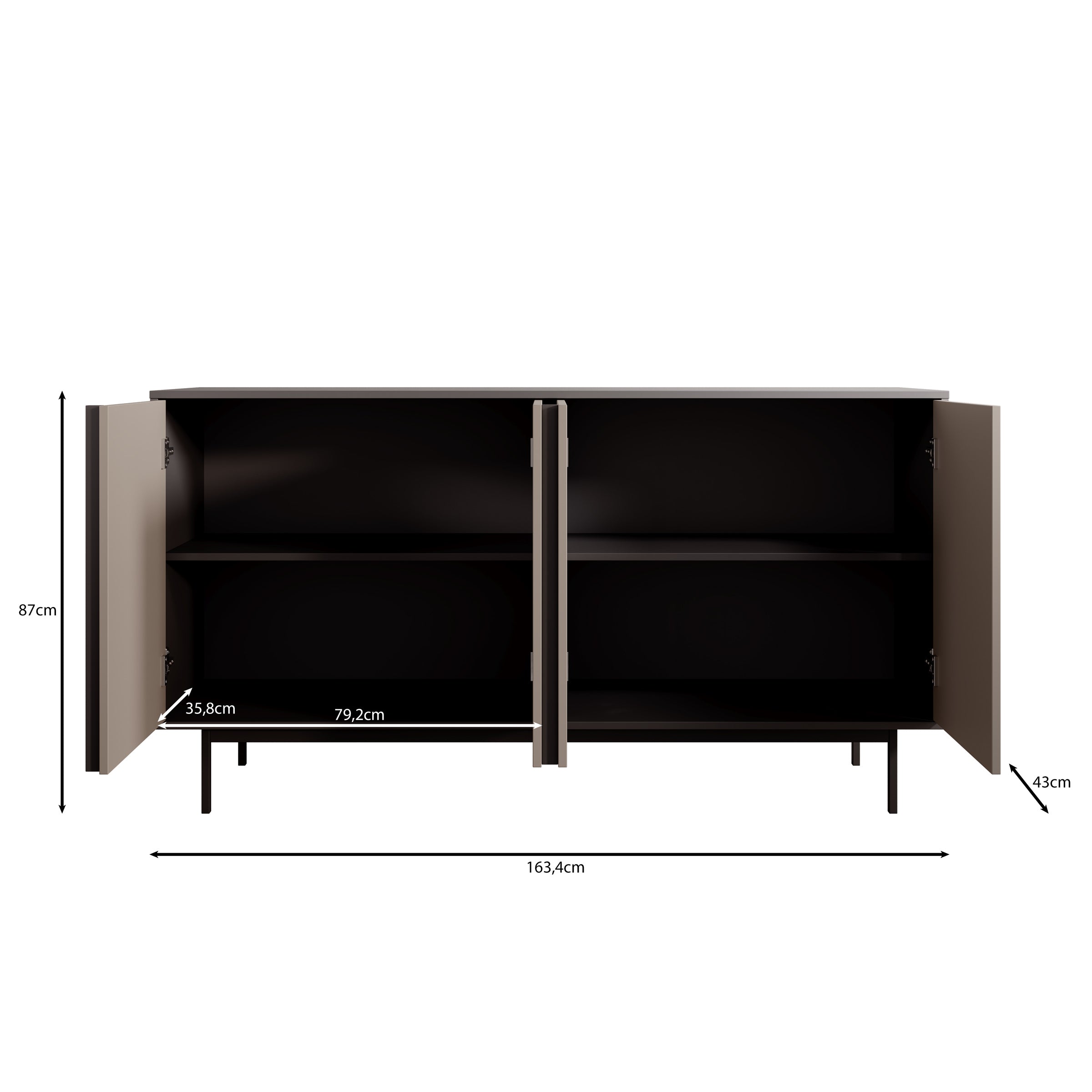 Antigo - Dressoir - Eiken/Antraciet - 163x43x87 cm