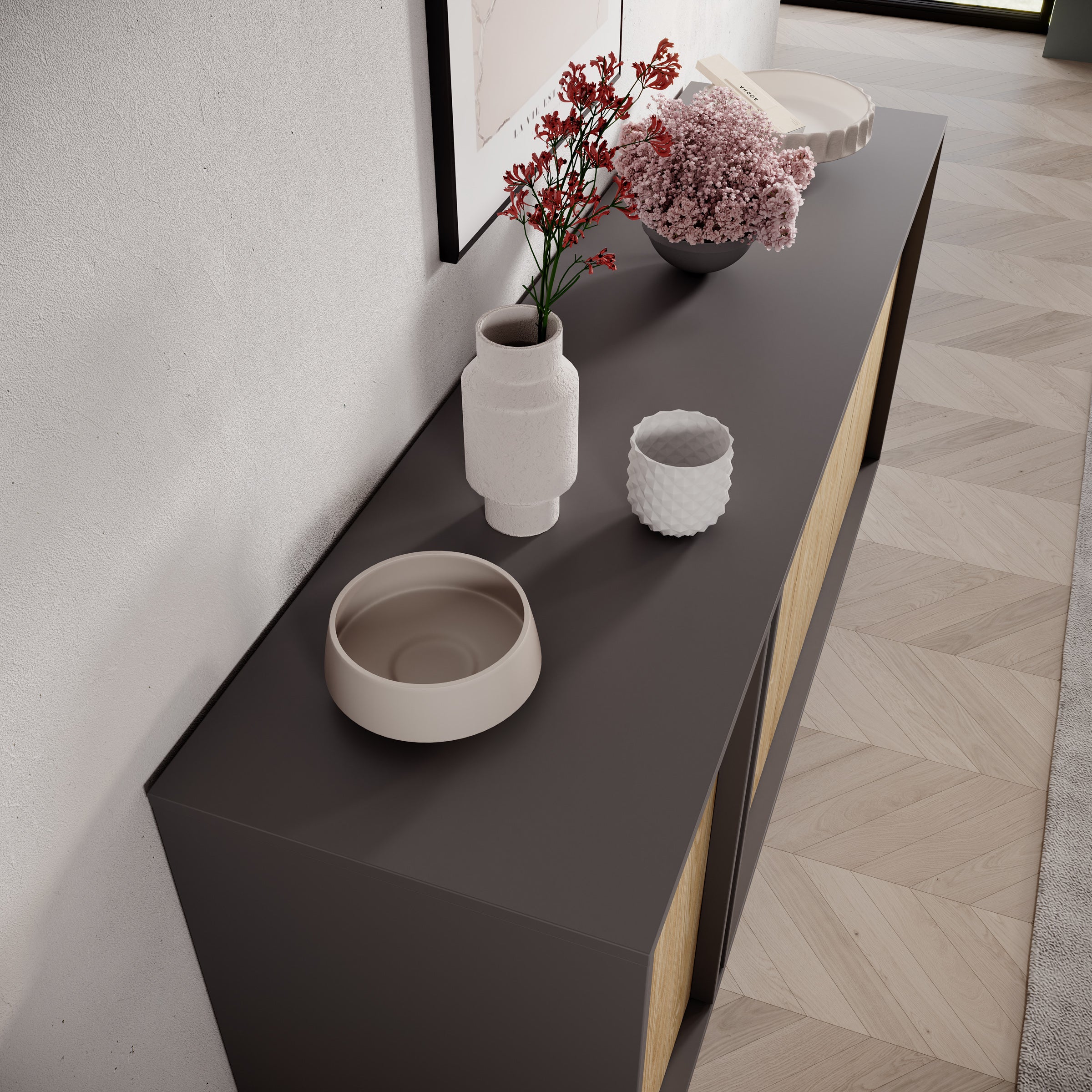Antigo - Dressoir - Eiken/Antraciet - 163x43x87 cm