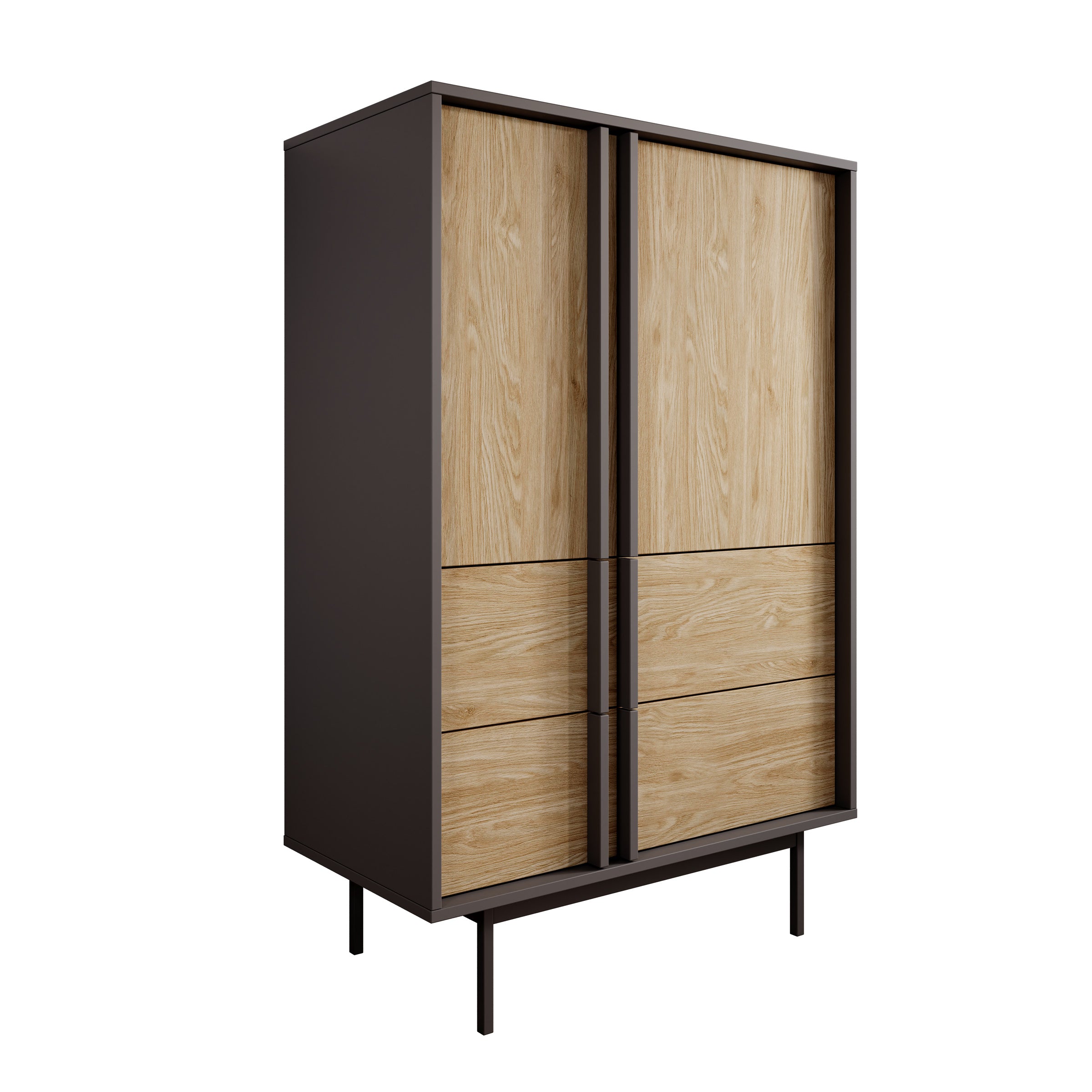 Antigo - Dressoir - Eiken/Antraciet - 83x43x127 cm