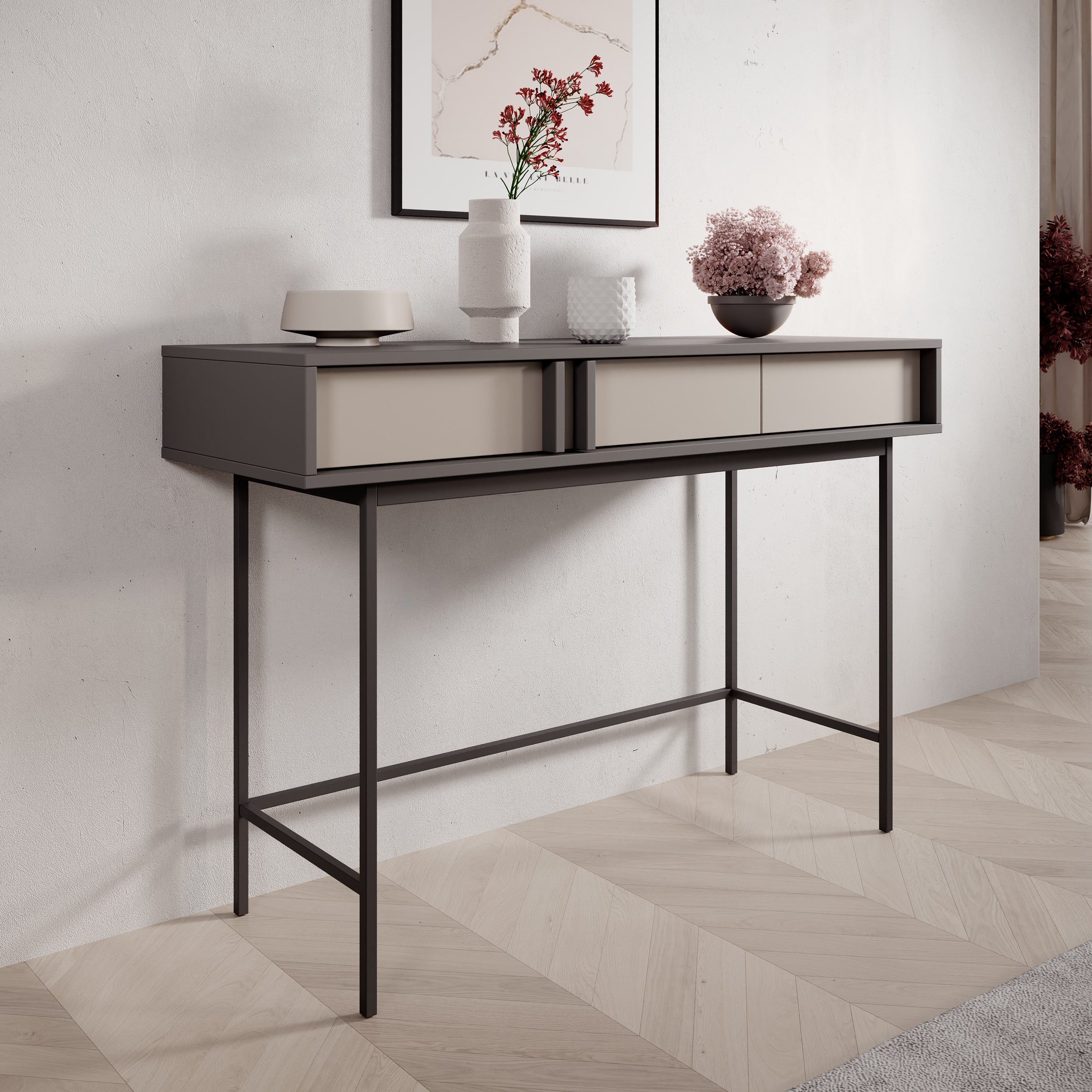Antigo - Kaptafel - Beige/Antraciet - 123x43x83 cm