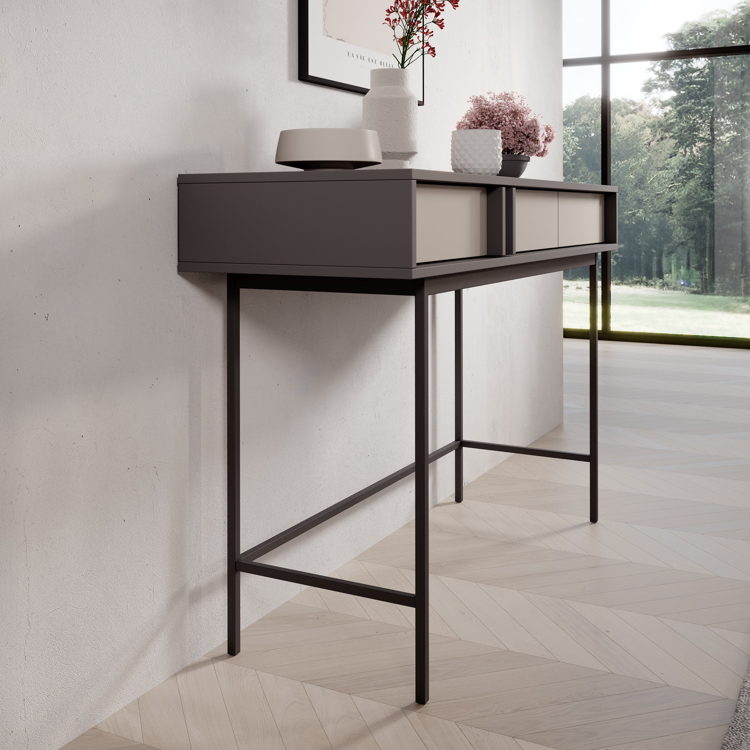 Antigo - Kaptafel - Beige/Antraciet - 123x43x83 cm