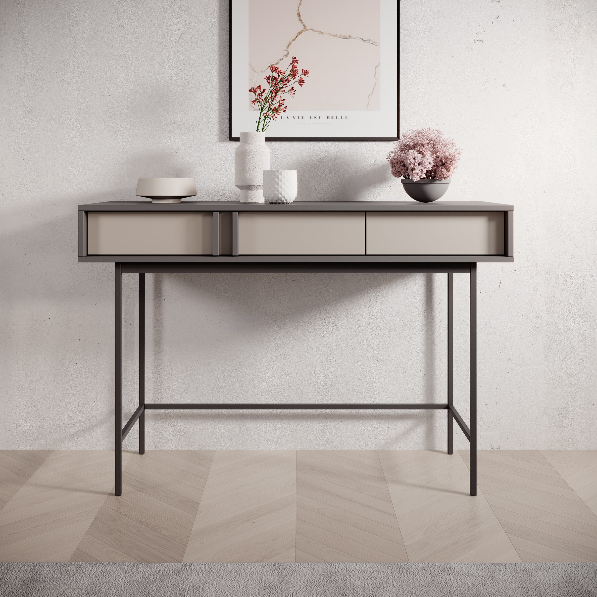 Antigo - Kaptafel - Beige/Antraciet - 123x43x83 cm