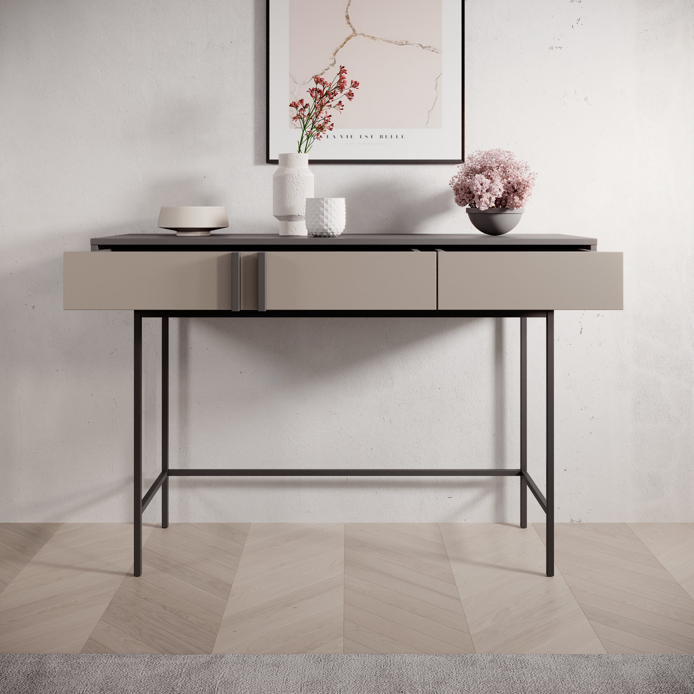 Antigo - Kaptafel - Beige/Antraciet - 123x43x83 cm