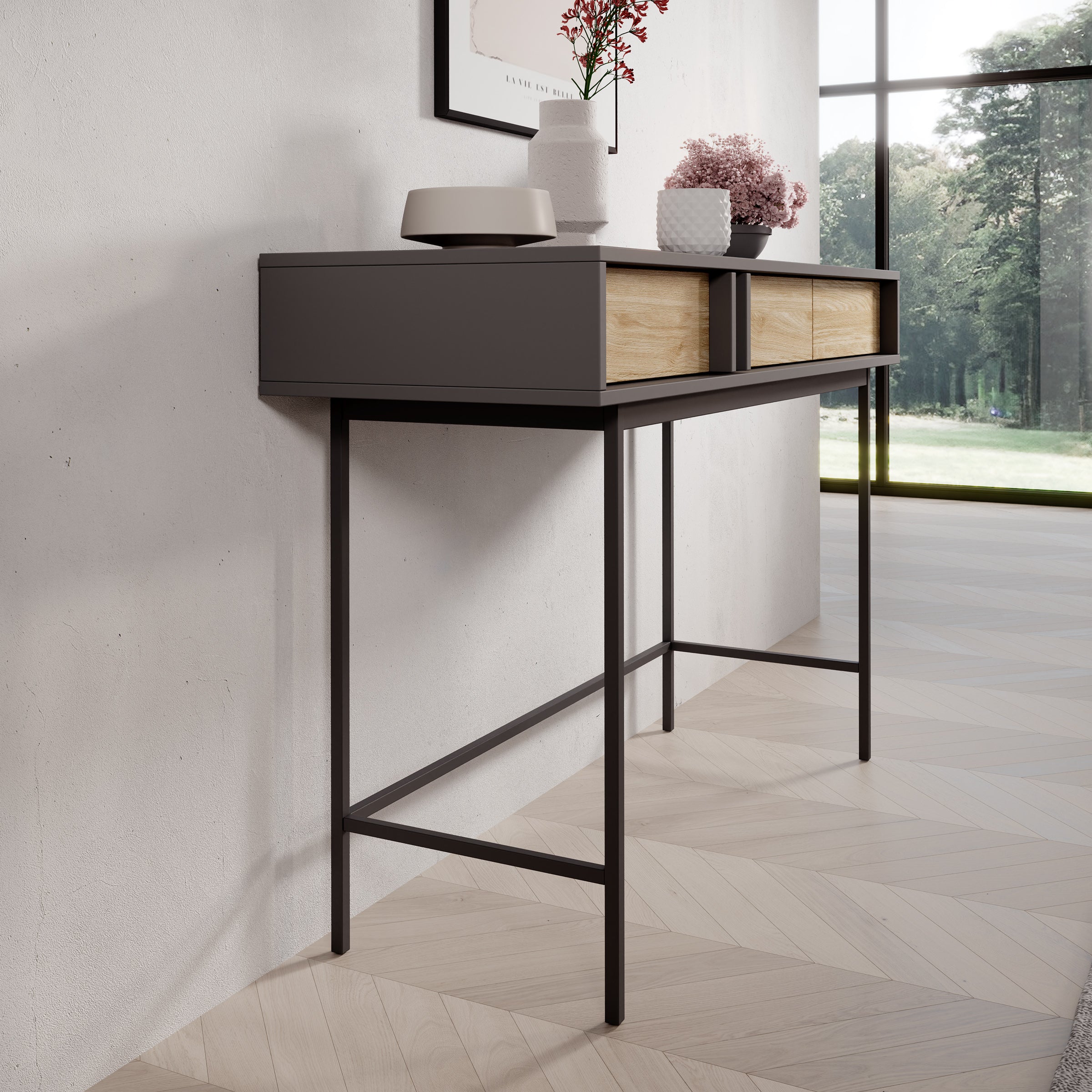 Antigo - Kaptafel - Eiken/Antraciet - 123x43x83 cm