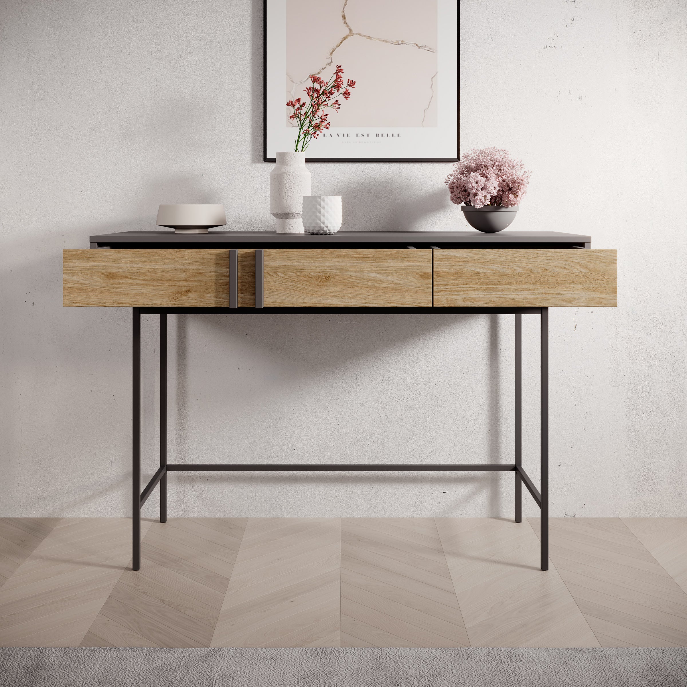 Antigo - Kaptafel - Eiken/Antraciet - 123x43x83 cm