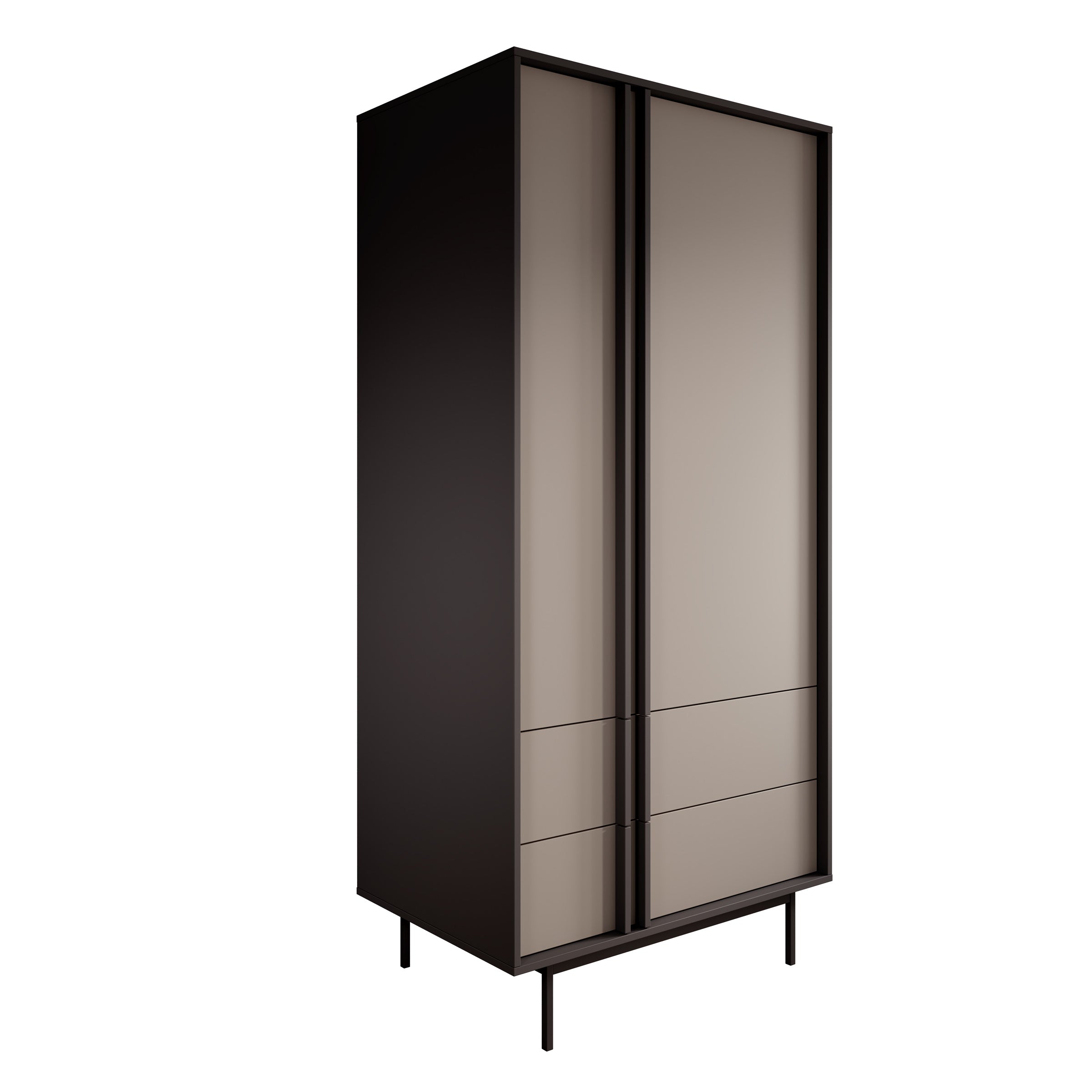Antigo - Kledingkast 2 deurs - Beige/Antraciet - 93x60x195 cm