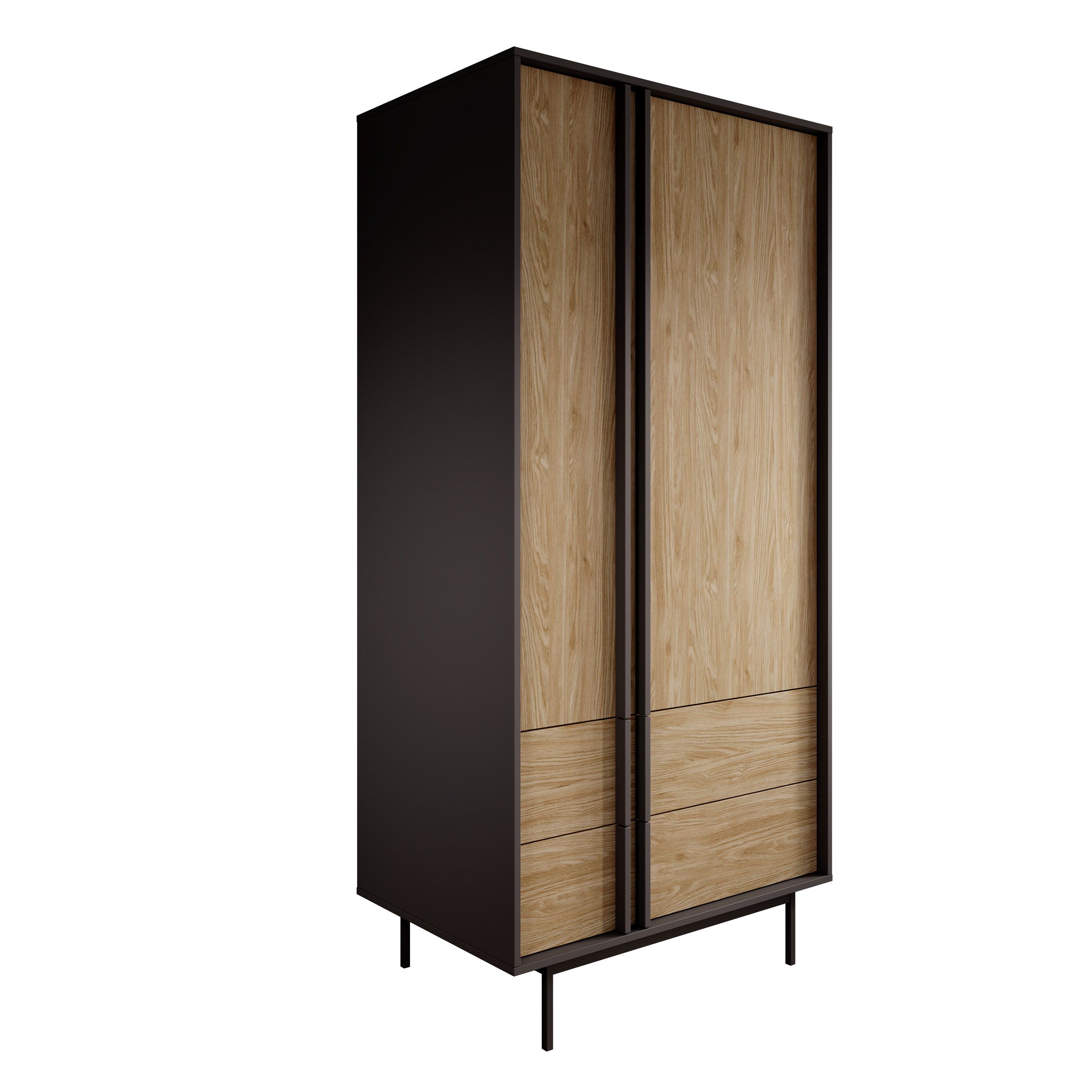 Antigo - Kledingkast 2 deurs - Eiken/Antraciet - 93x60x195 cm
