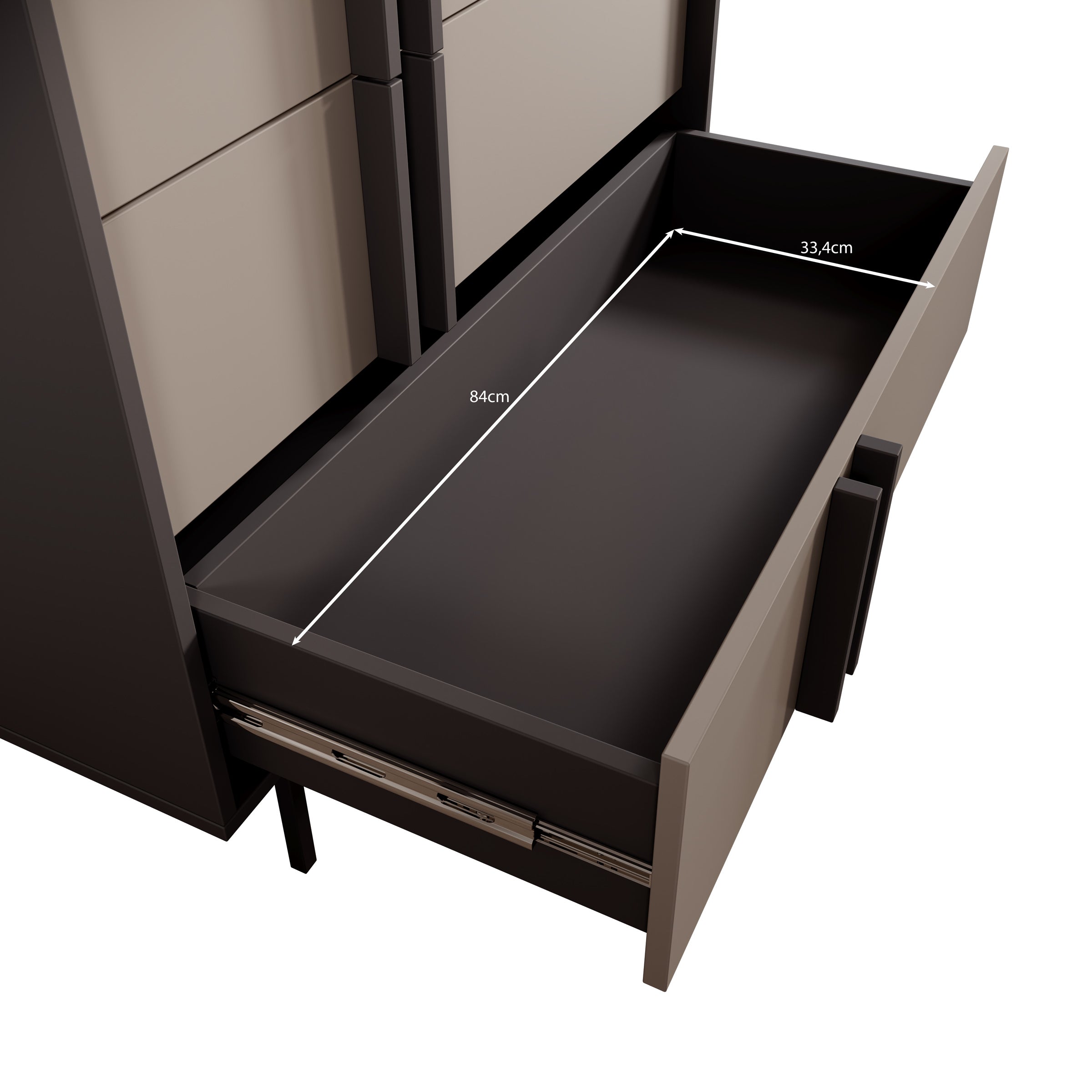 Antigo - Ladekast met 3 lades - Beige/Antraciet - 93x43x87 cm