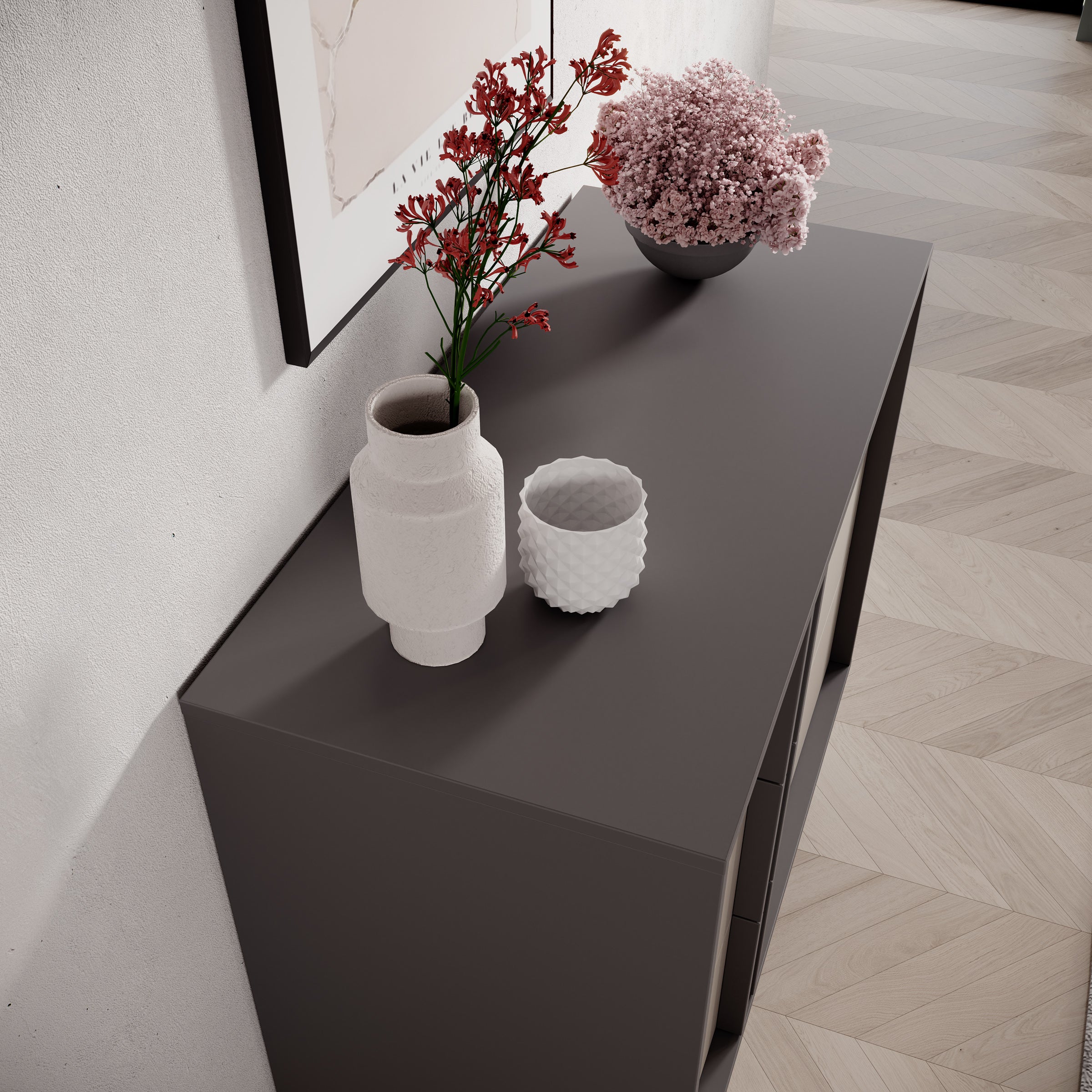 Antigo - Ladekast met 3 lades - Beige/Antraciet - 93x43x87 cm