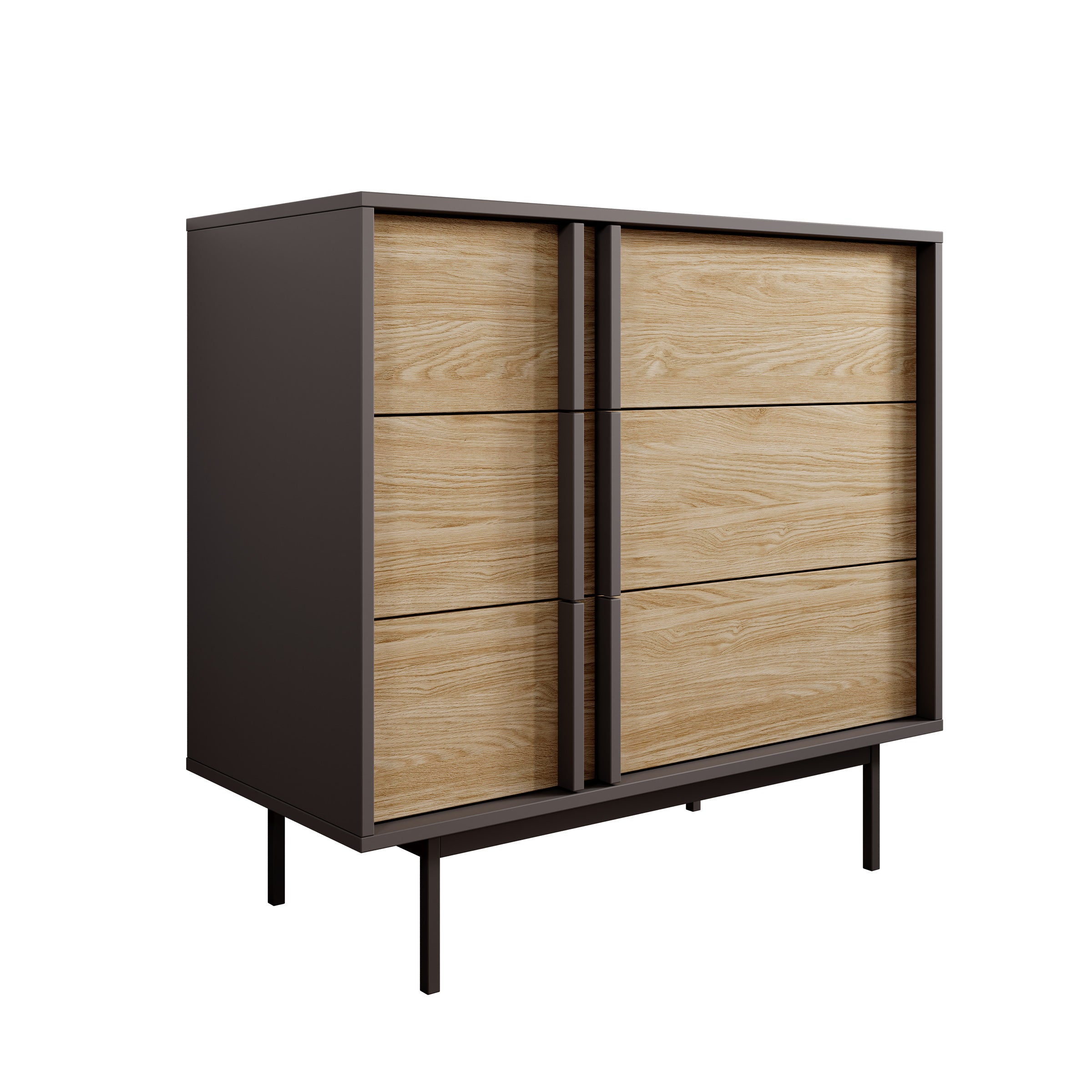 Antigo - Ladekast met 3 lades - Eiken/Antraciet - 93x43x87 cm