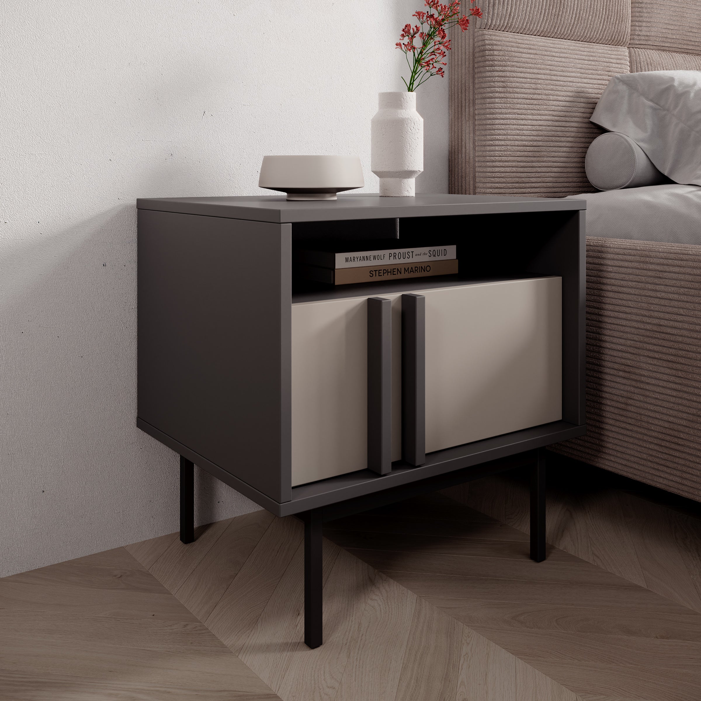 Antigo - Nachtkastje - Beige/Antraciet - 53x53x43 cm