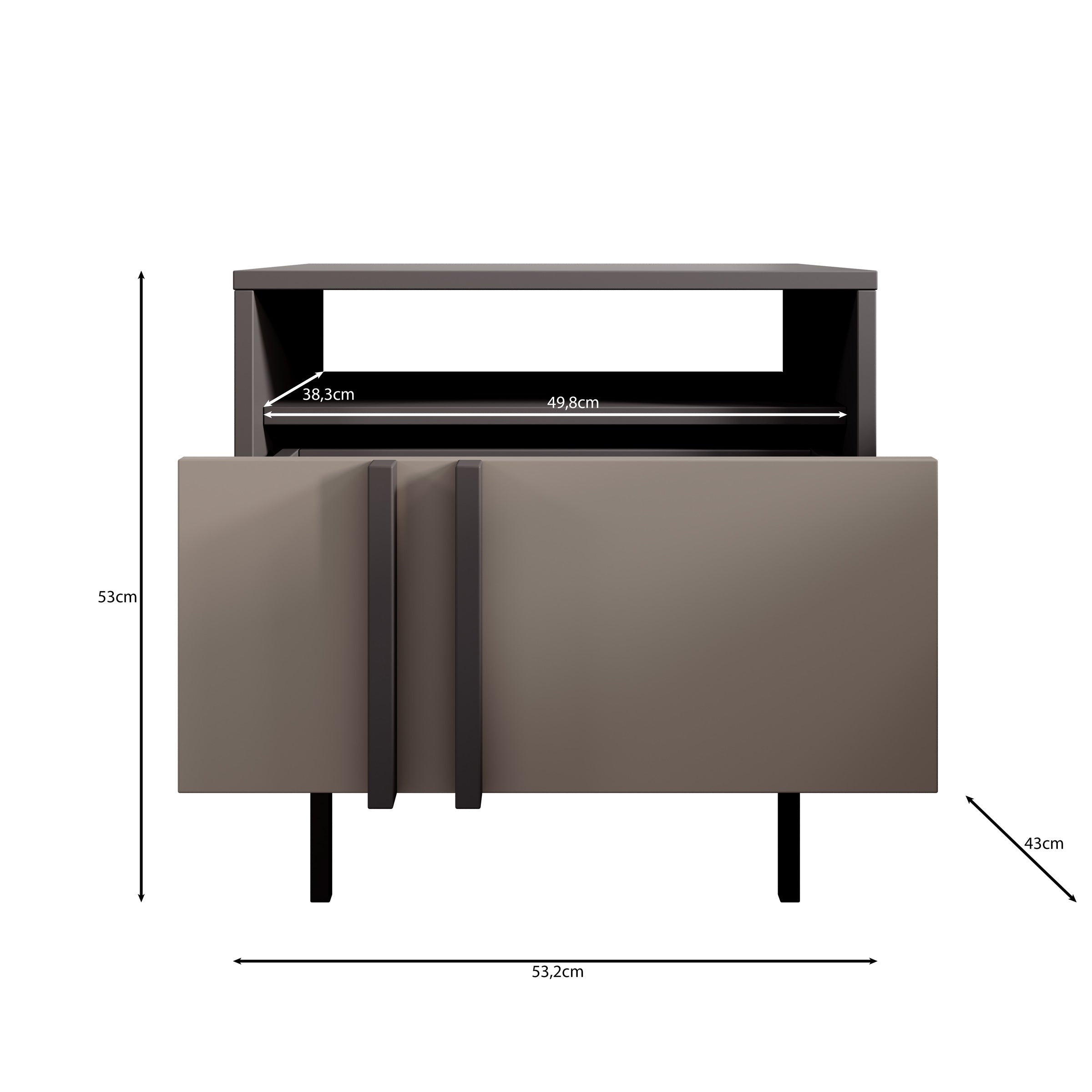 Antigo - Nachtkastje - Beige/Antraciet - 53x53x43 cm