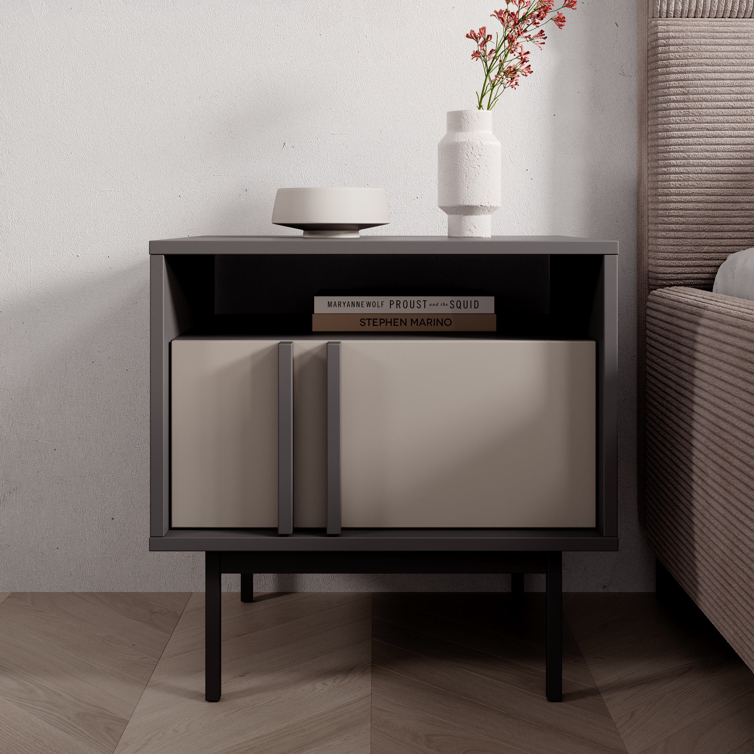 Antigo - Nachtkastje - Beige/Antraciet - 53x53x43 cm