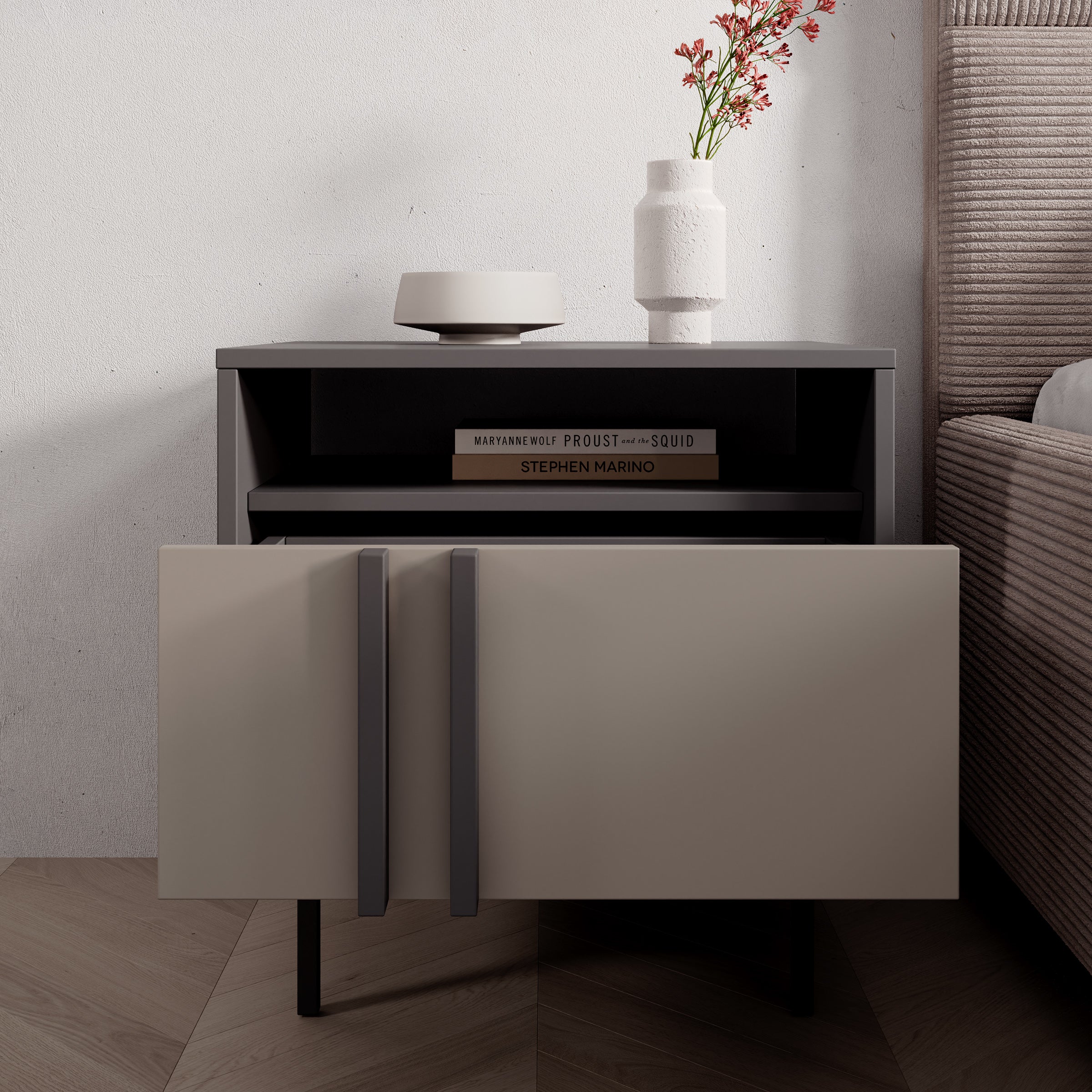 Antigo - Nachtkastje - Beige/Antraciet - 53x53x43 cm