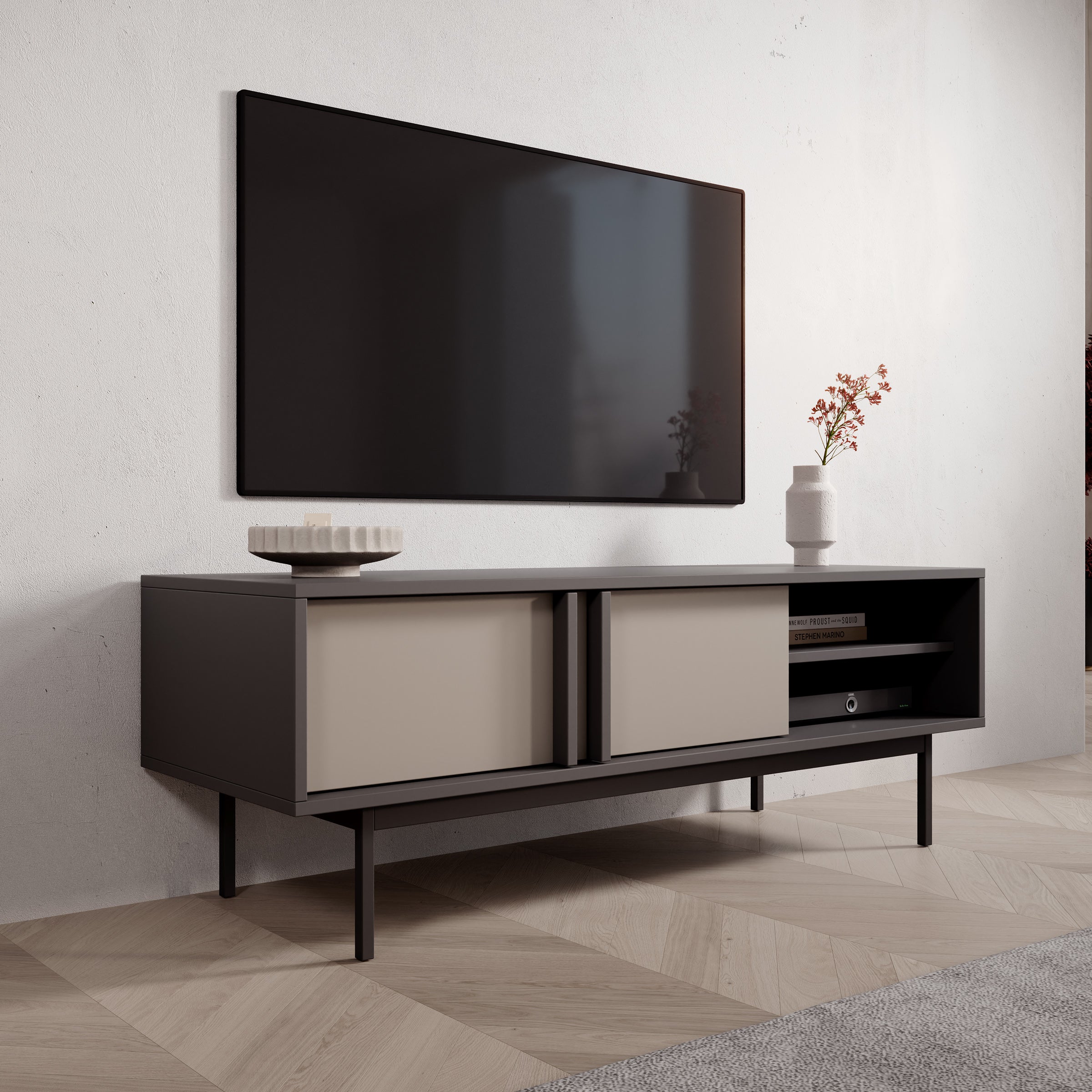 Antigo - TV-Meubel - Beige/Antraciet - 123x43x43 cm