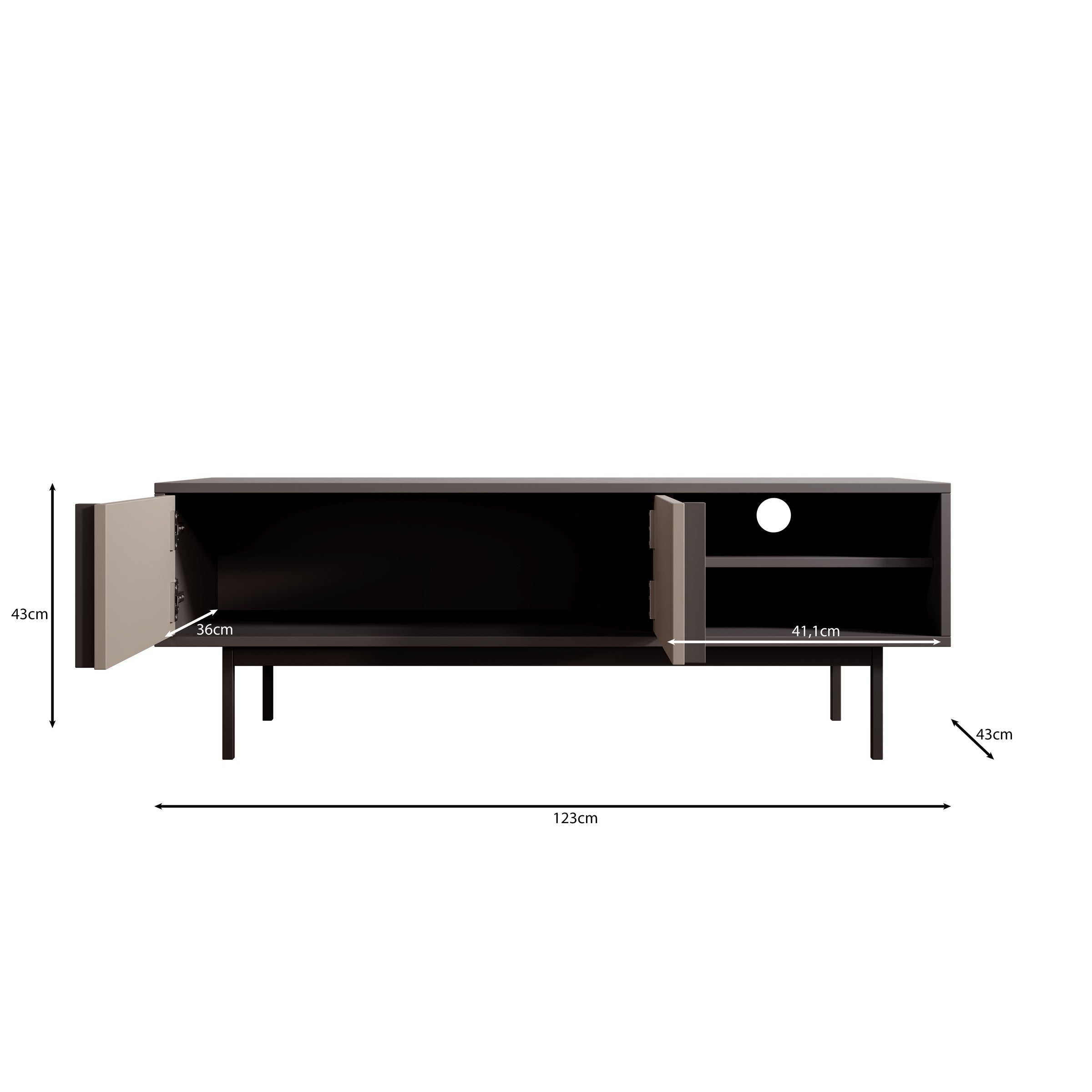 Antigo - TV-Meubel - Beige/Antraciet - 123x43x43 cm