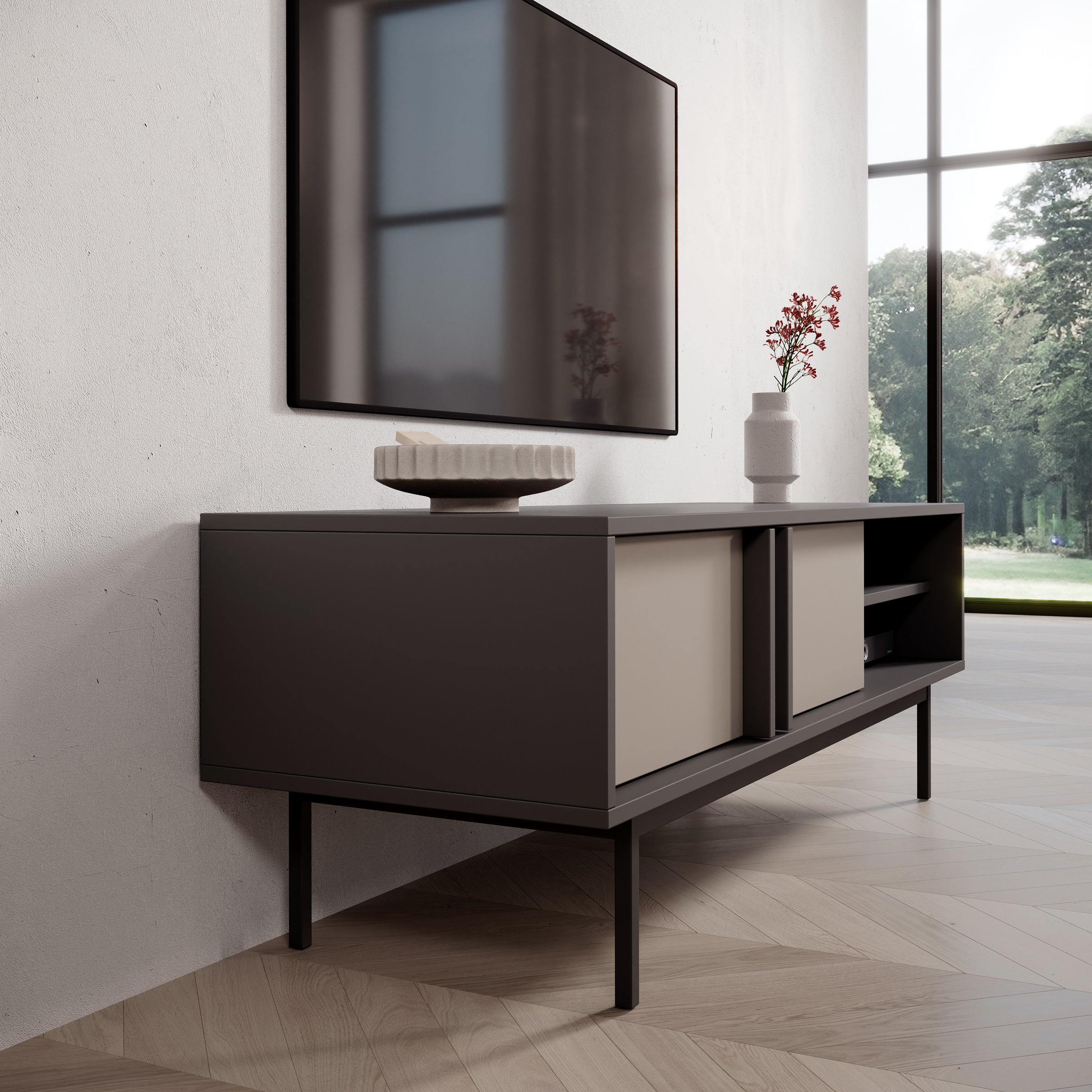 Antigo - TV-Meubel - Beige/Antraciet - 123x43x43 cm