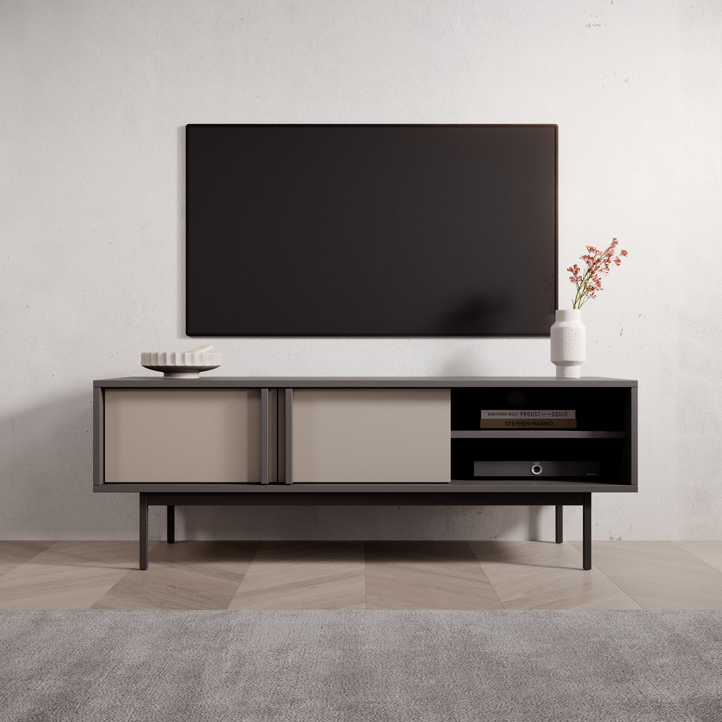 Antigo - TV-Meubel - Beige/Antraciet - 123x43x43 cm