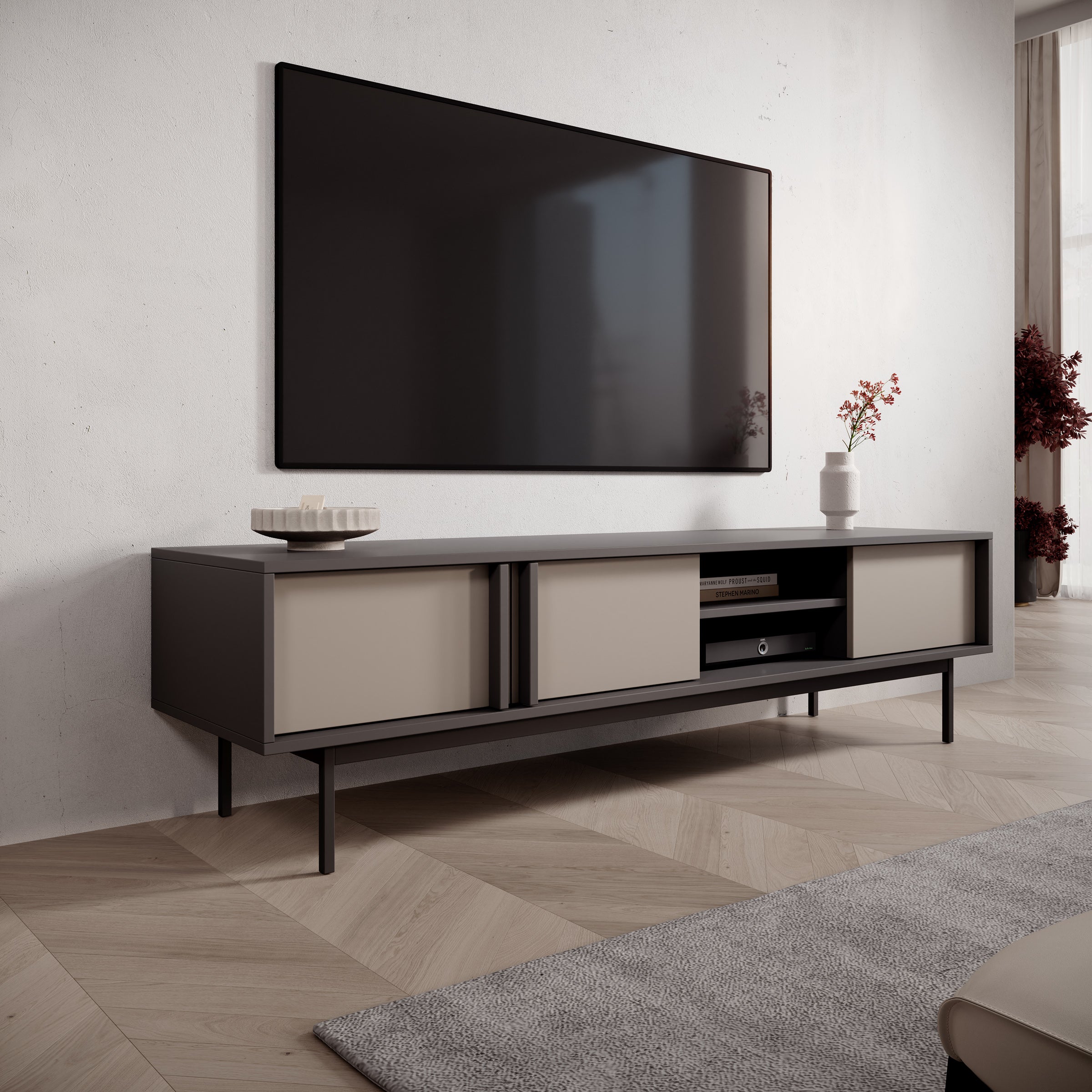 Antigo - TV-Meubel - Beige/Antraciet - 163x43x43 cm