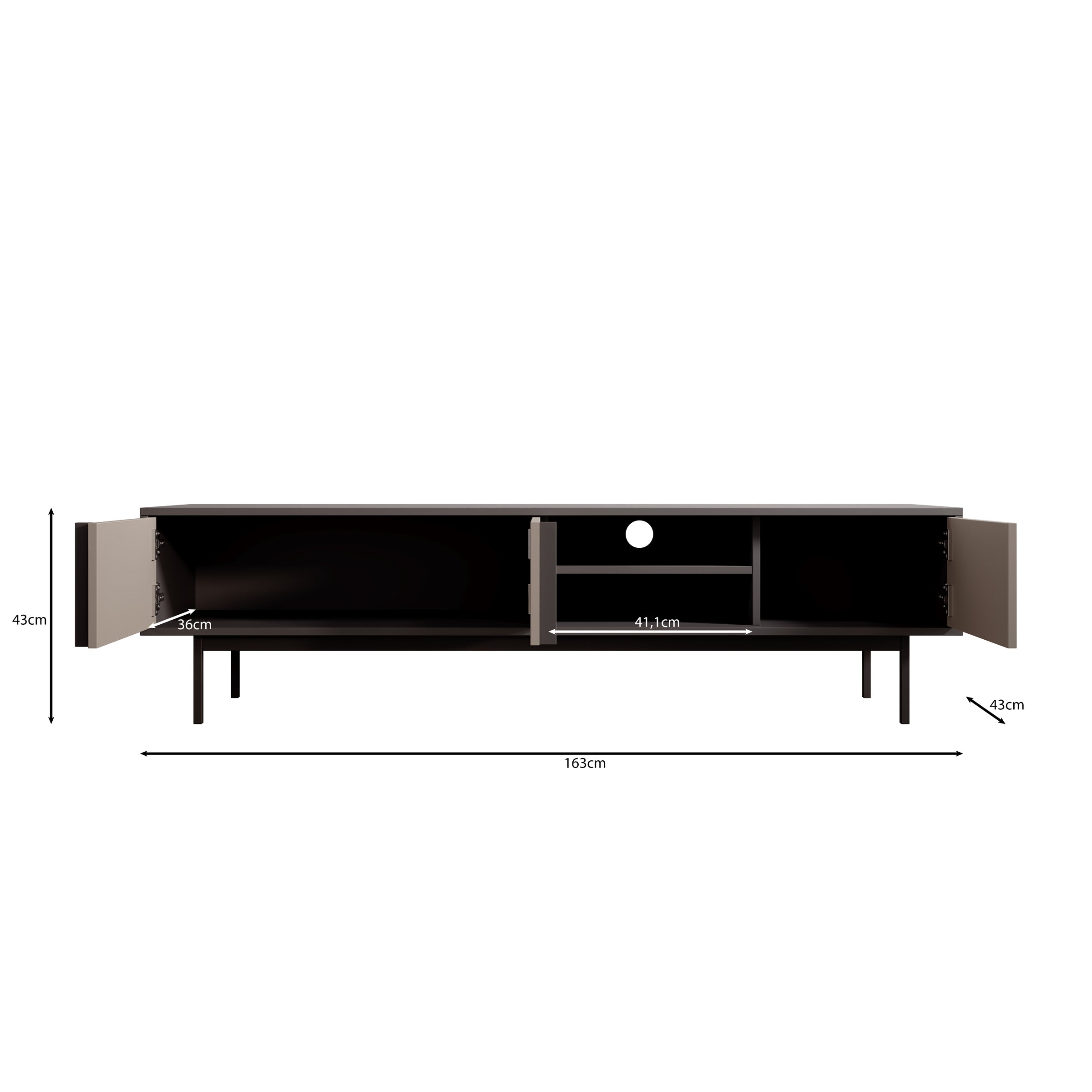 Antigo - TV-Meubel - Beige/Antraciet - 163x43x43 cm