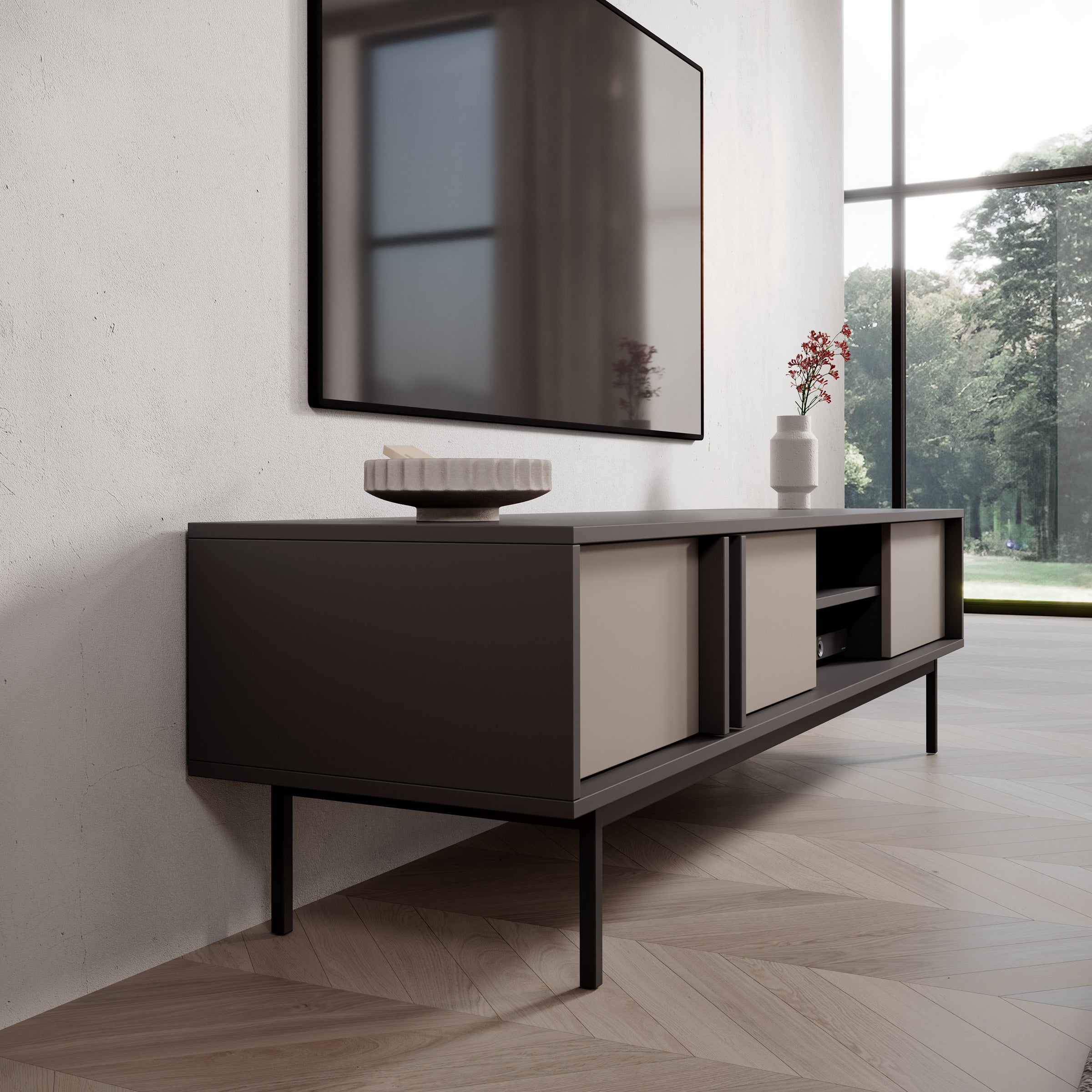 Antigo - TV-Meubel - Beige/Antraciet - 163x43x43 cm