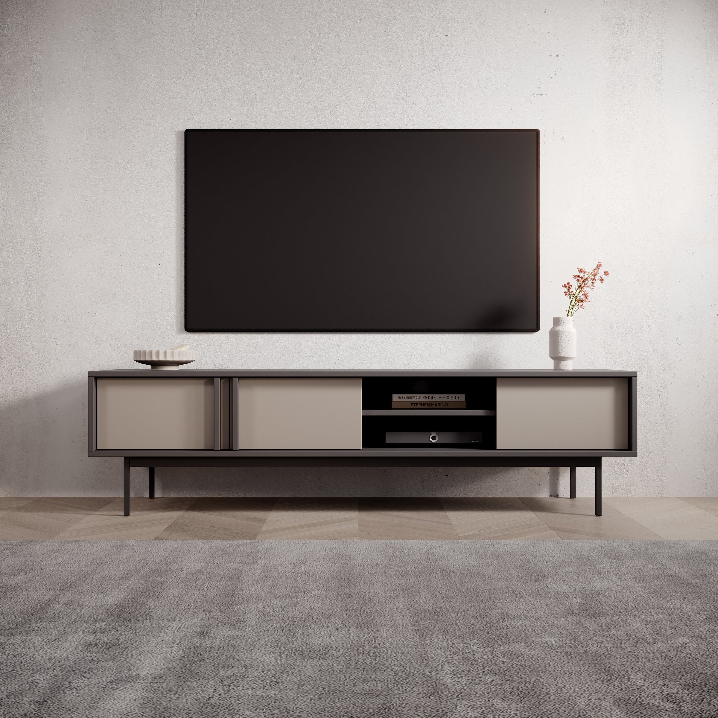 Antigo - TV-Meubel - Beige/Antraciet - 163x43x43 cm