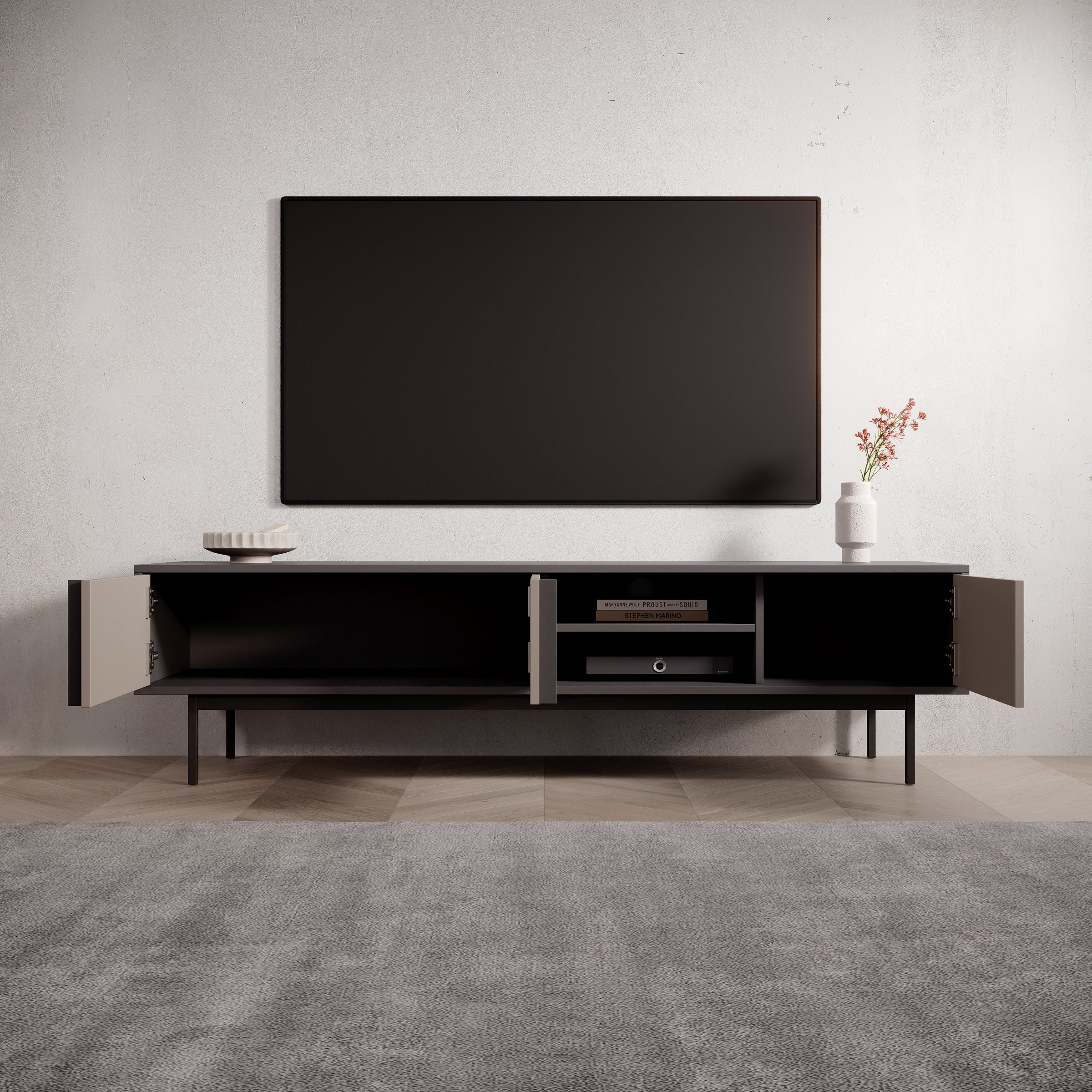 Antigo - TV-Meubel - Beige/Antraciet - 163x43x43 cm