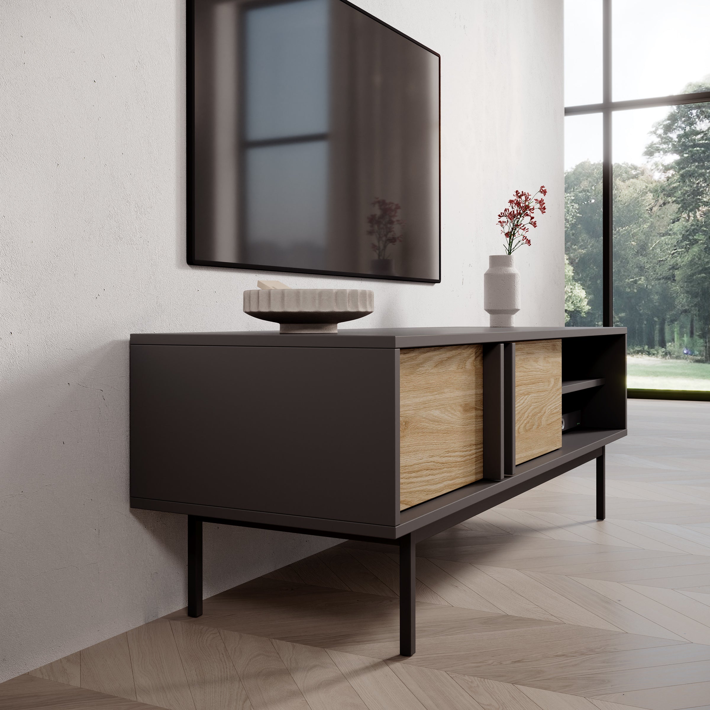 Antigo - TV-Meubel - Eiken/Antraciet - 123x43x43 cm