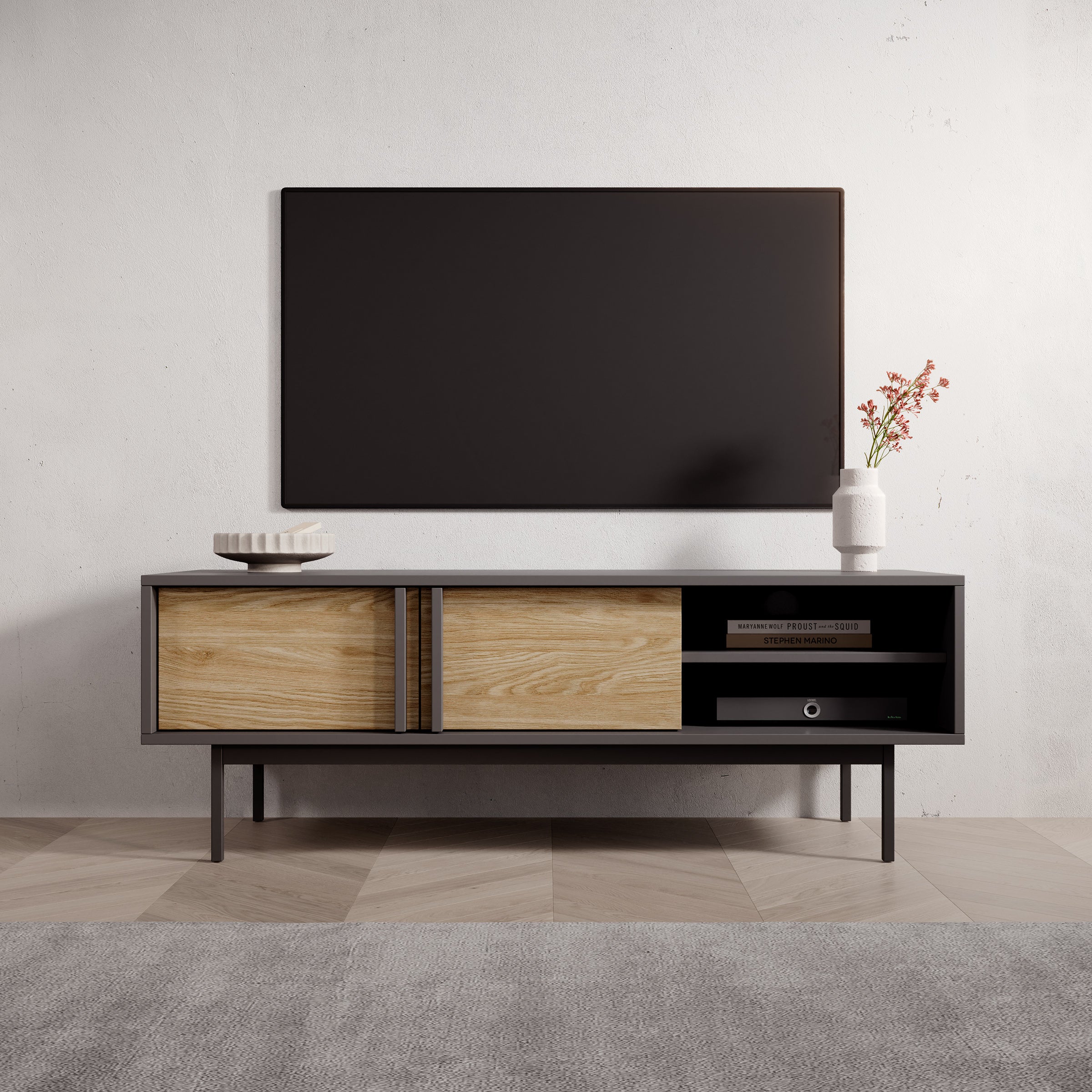 Antigo - TV-Meubel - Eiken/Antraciet - 123x43x43 cm