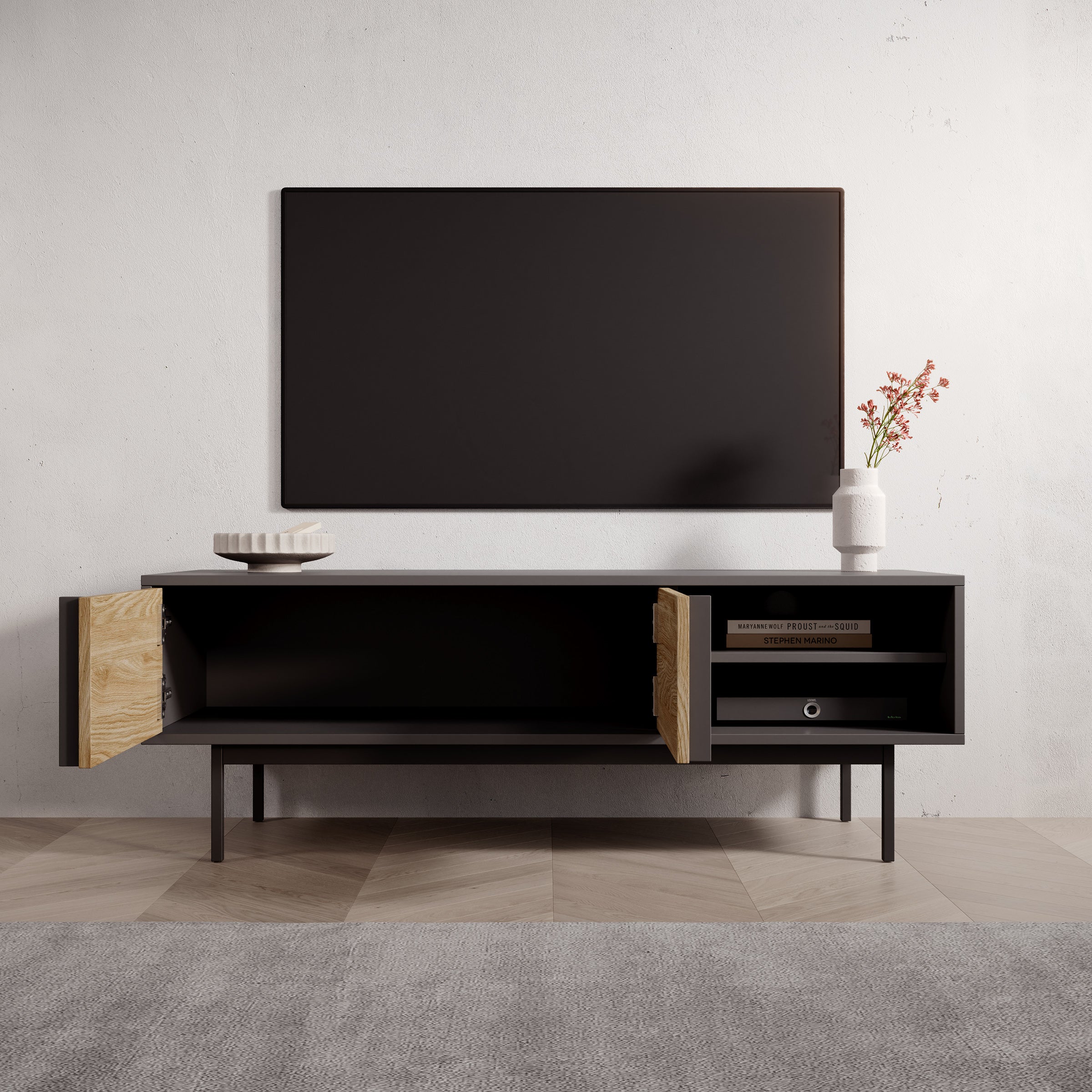 Antigo - TV-Meubel - Eiken/Antraciet - 123x43x43 cm