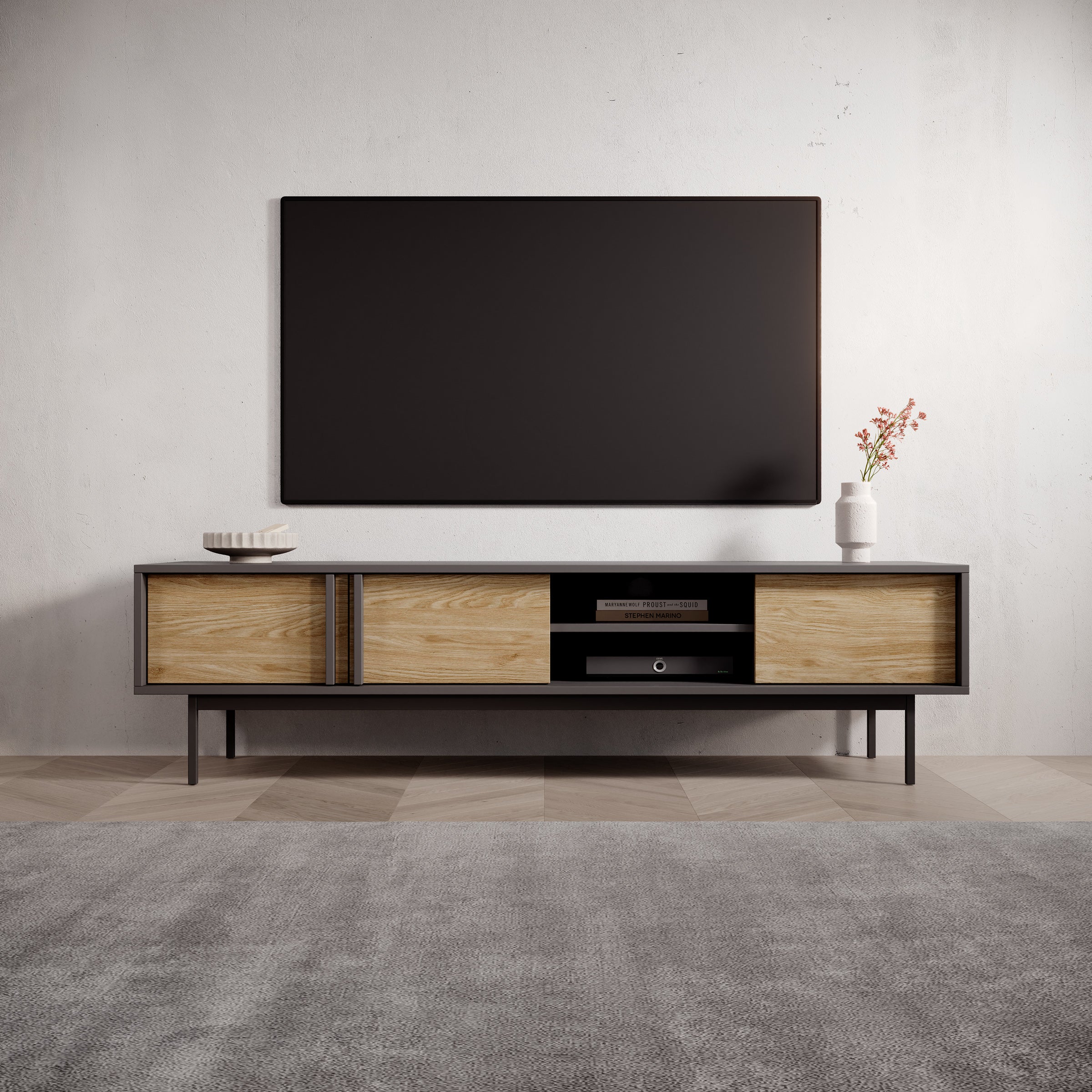 Antigo - TV-Meubel - Eiken/Antraciet - 163x43x43 cm