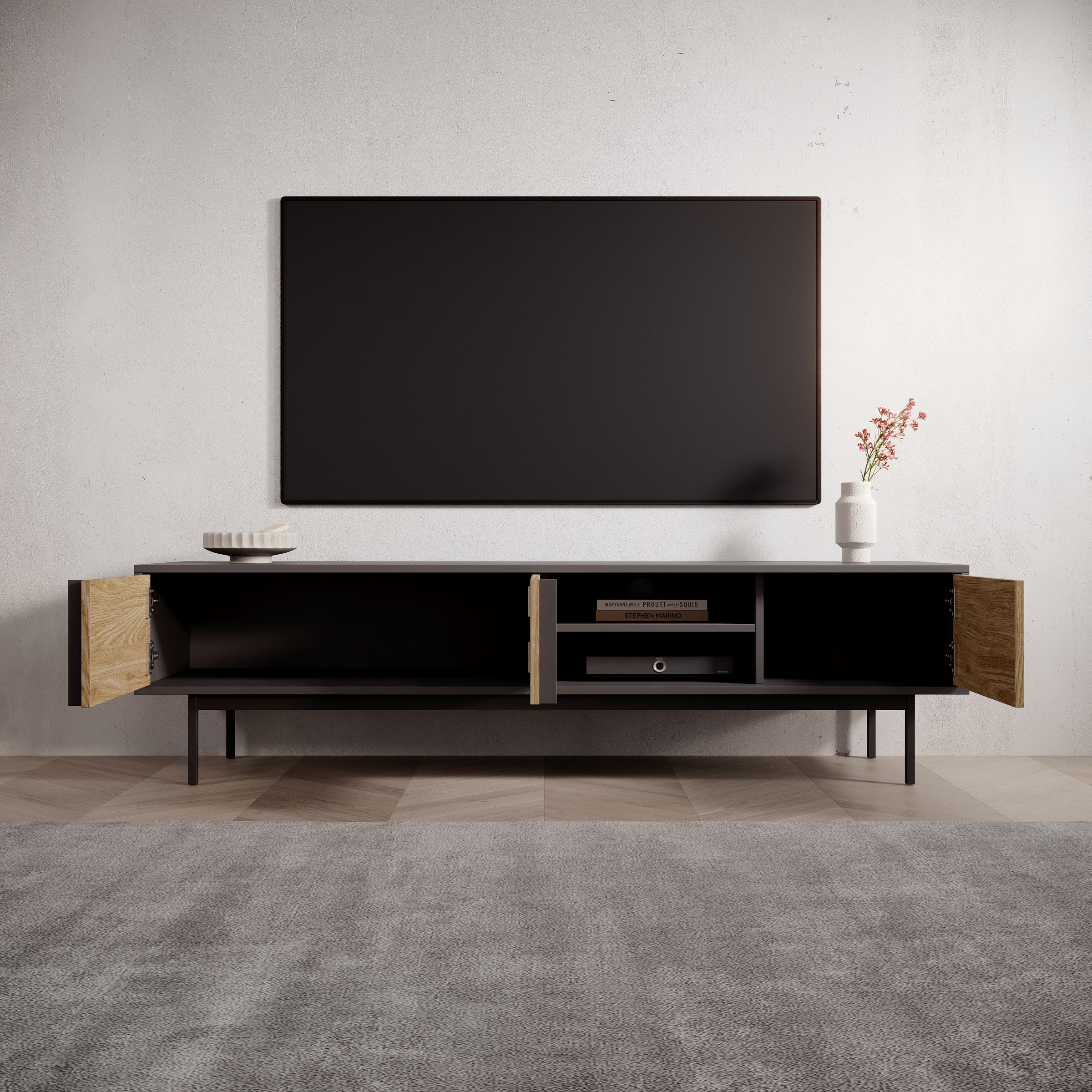Antigo - TV-Meubel - Eiken/Antraciet - 163x43x43 cm