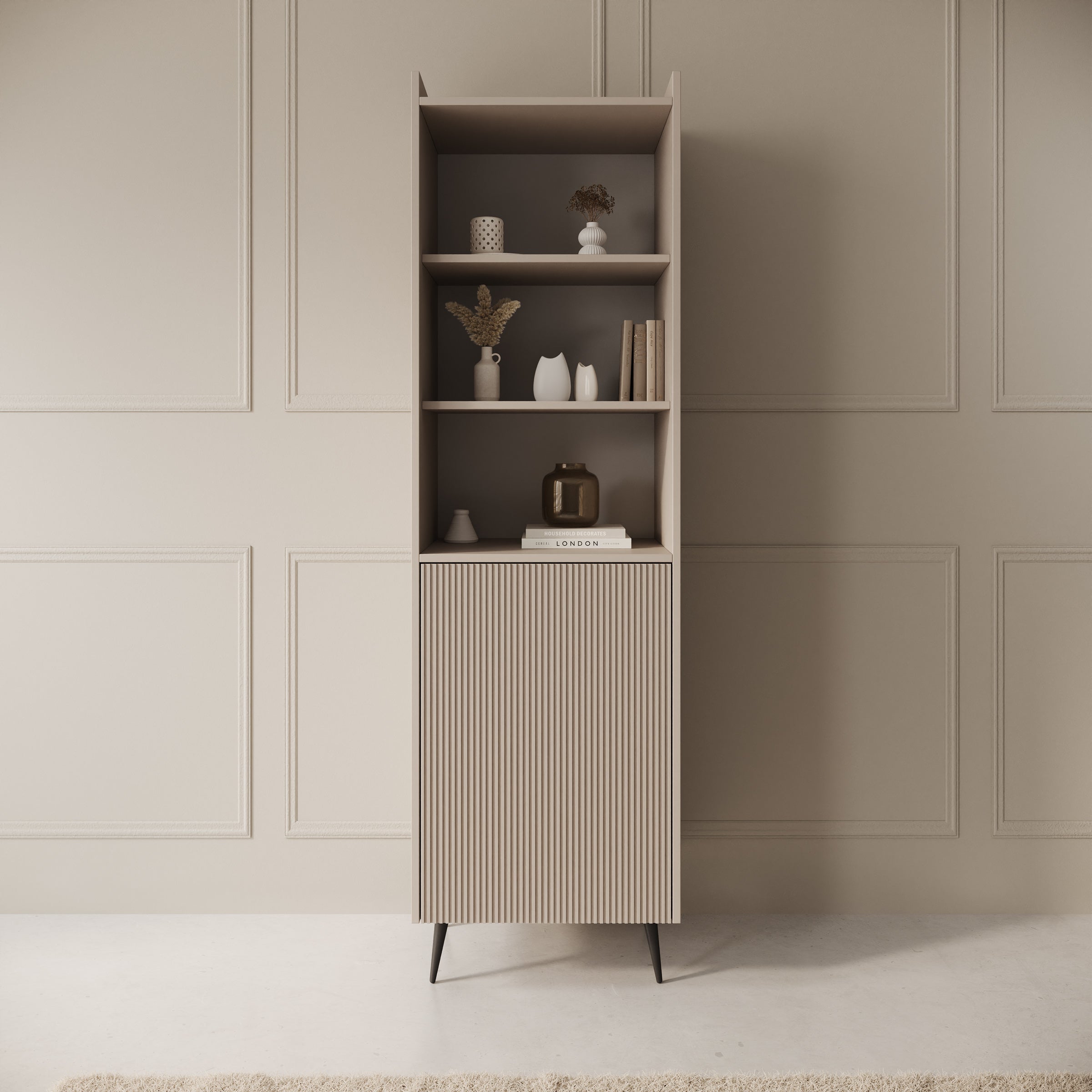 Asty - Boekenkast - Beige - 52x41x180 cm