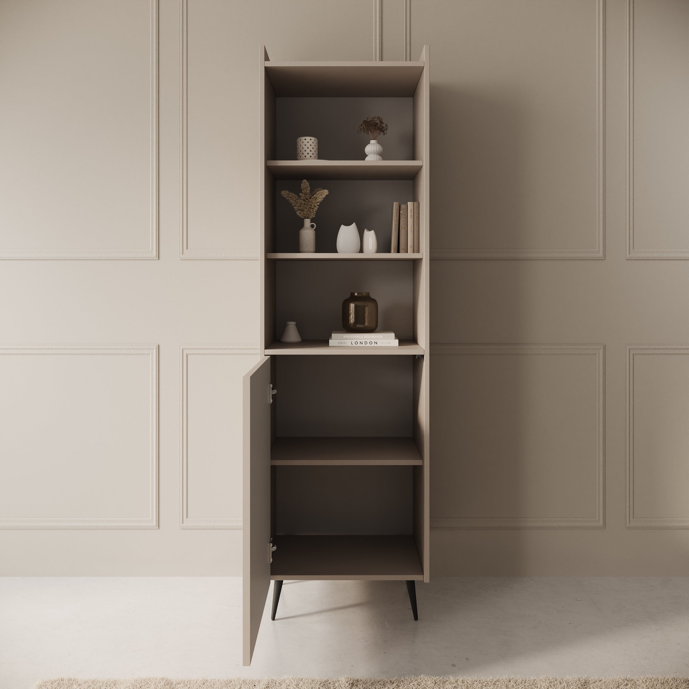 Asty - Boekenkast - Beige - 52x41x180 cm