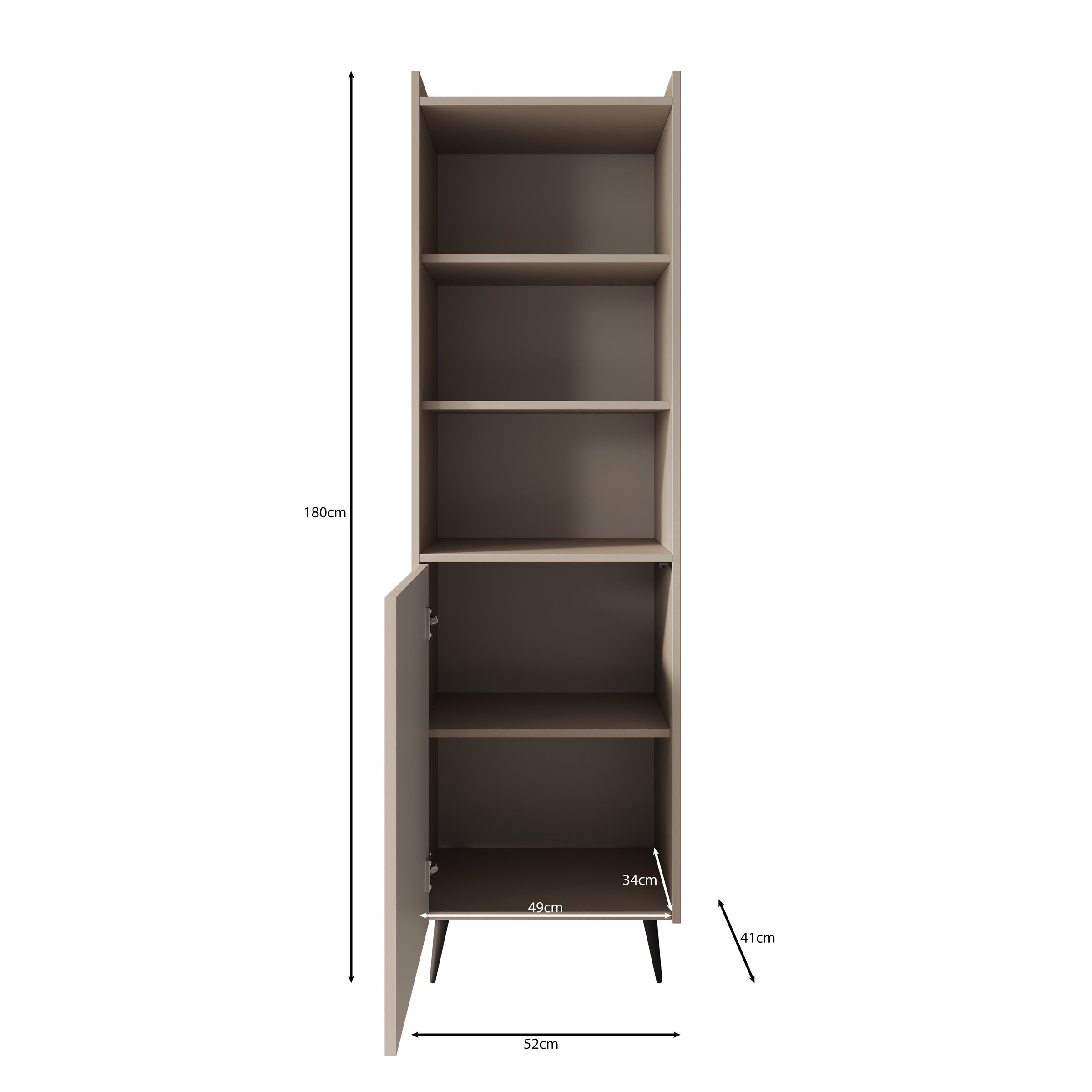 Asty - Boekenkast - Donker eiken - 52x41x180 cm