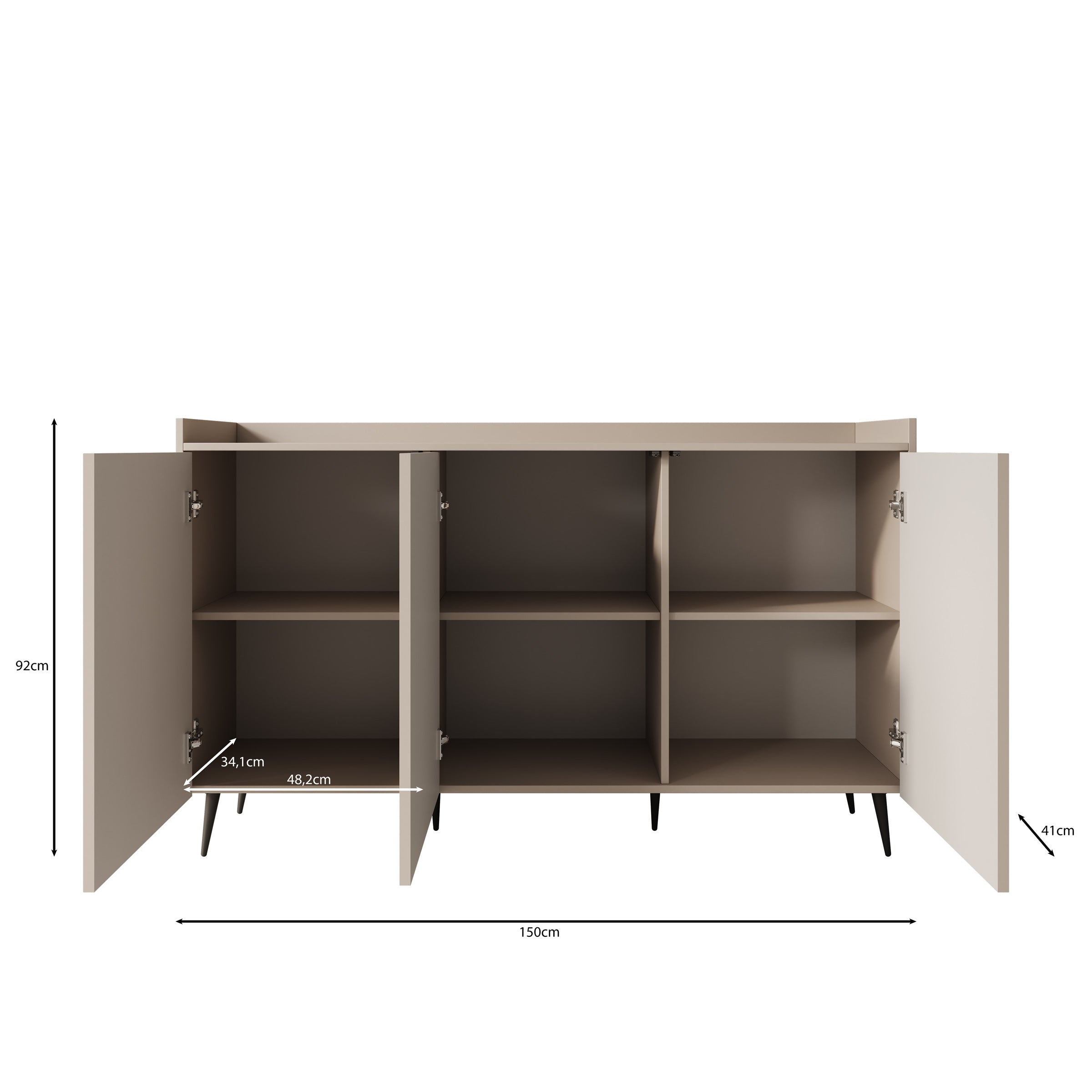 Asty - Dressoir - Beige - 150x41x92 cm